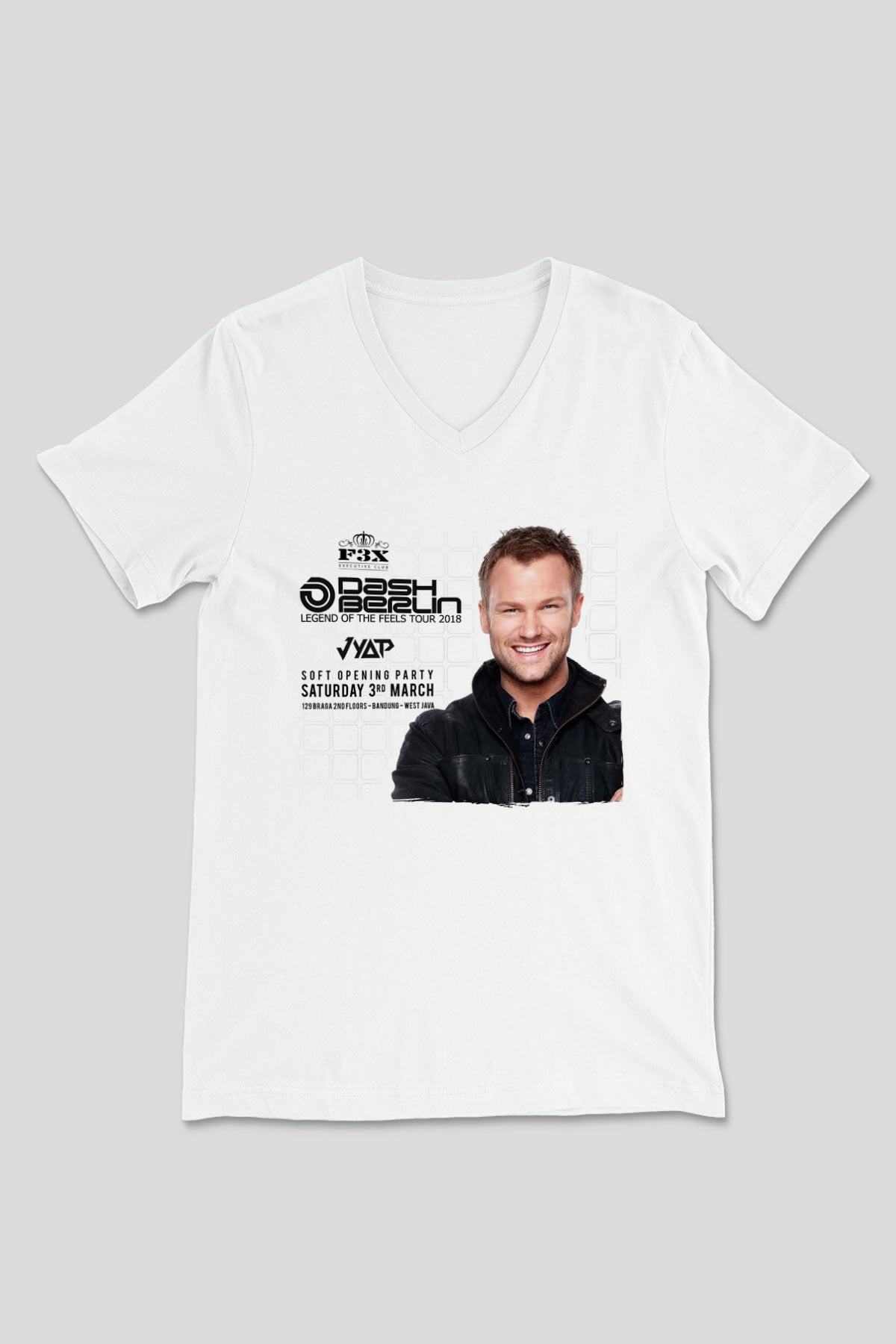 Dash Berlin Beyaz Unisex V Yaka Tişört