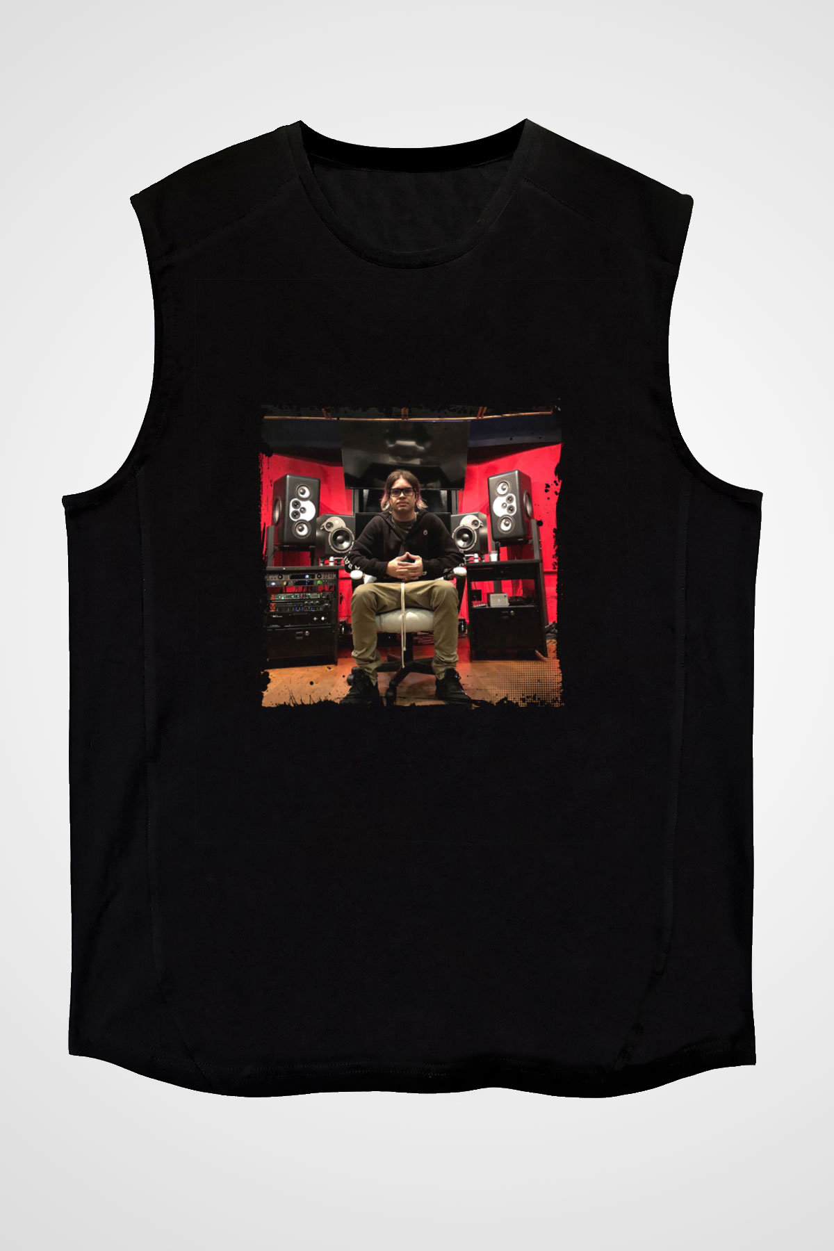 Datsik Baskılı Unisex Siyah Kolsuz Tişört