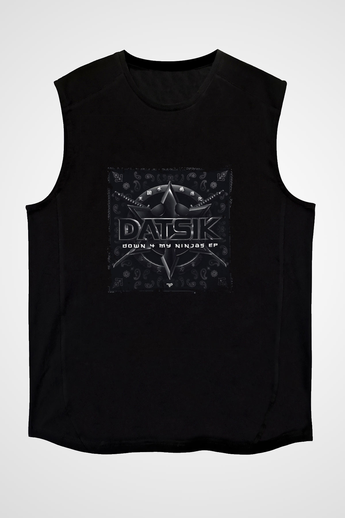 Datsik Baskılı Unisex Siyah Kolsuz Tişört