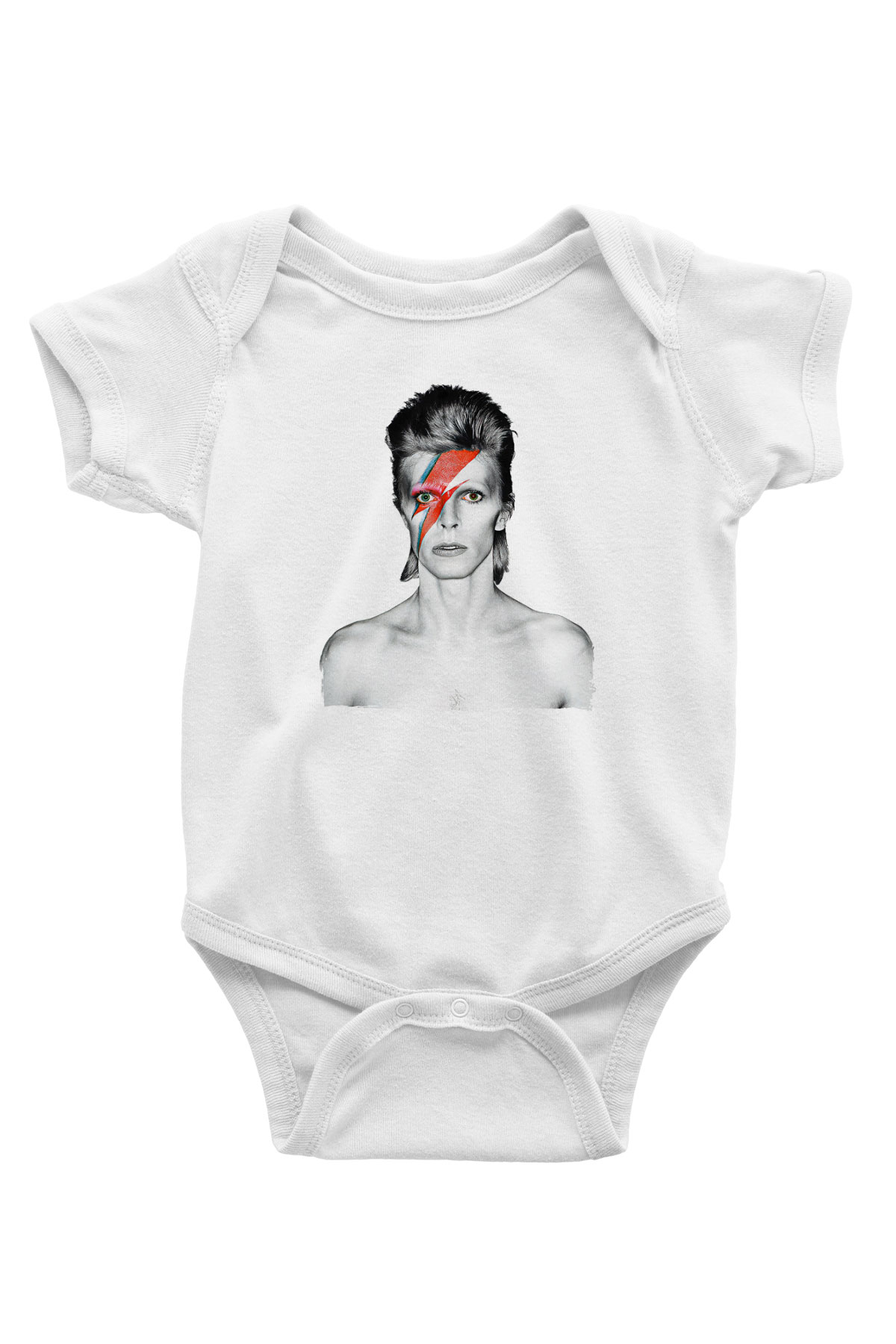 David Bowie Baskılı Beyaz Unisex Bebek Body - Zıbın