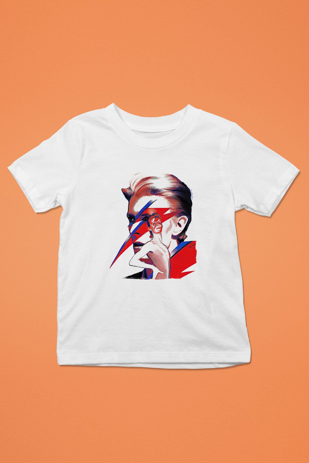 David Bowie Baskılı Beyaz Unisex Beyaz Çocuk Tişört - Tshirt