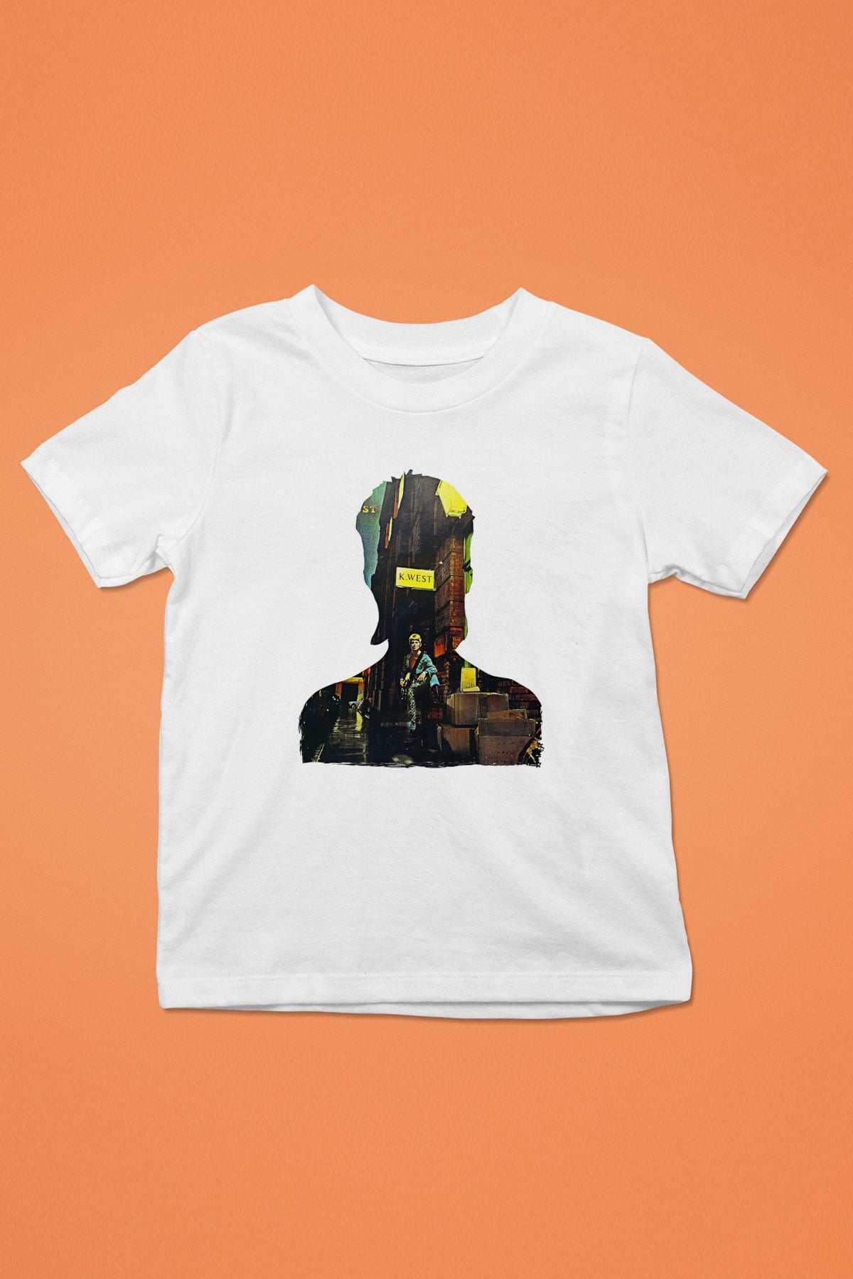 David Bowie Baskılı Beyaz Unisex Beyaz Çocuk Tişört - Tshirt