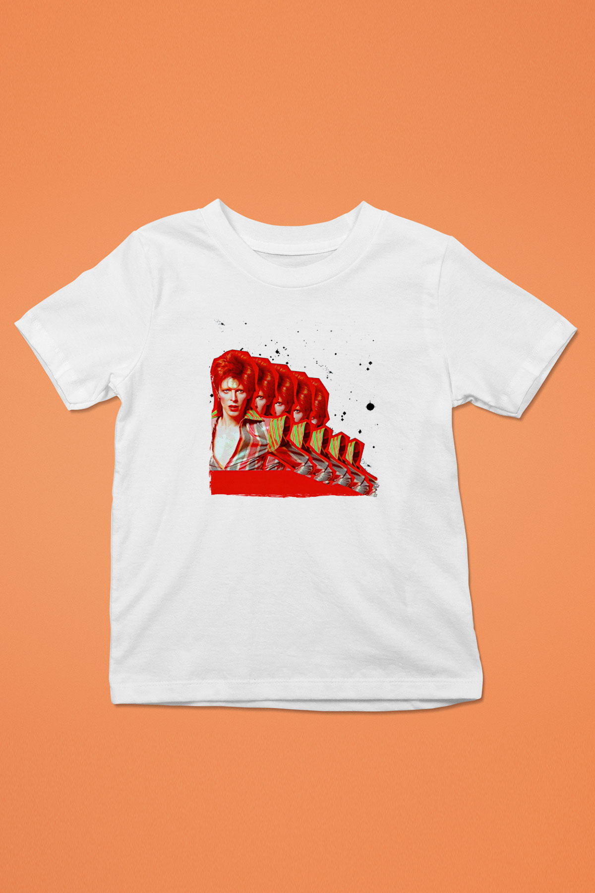David Bowie Baskılı Beyaz Unisex Beyaz Çocuk Tişört - Tshirt