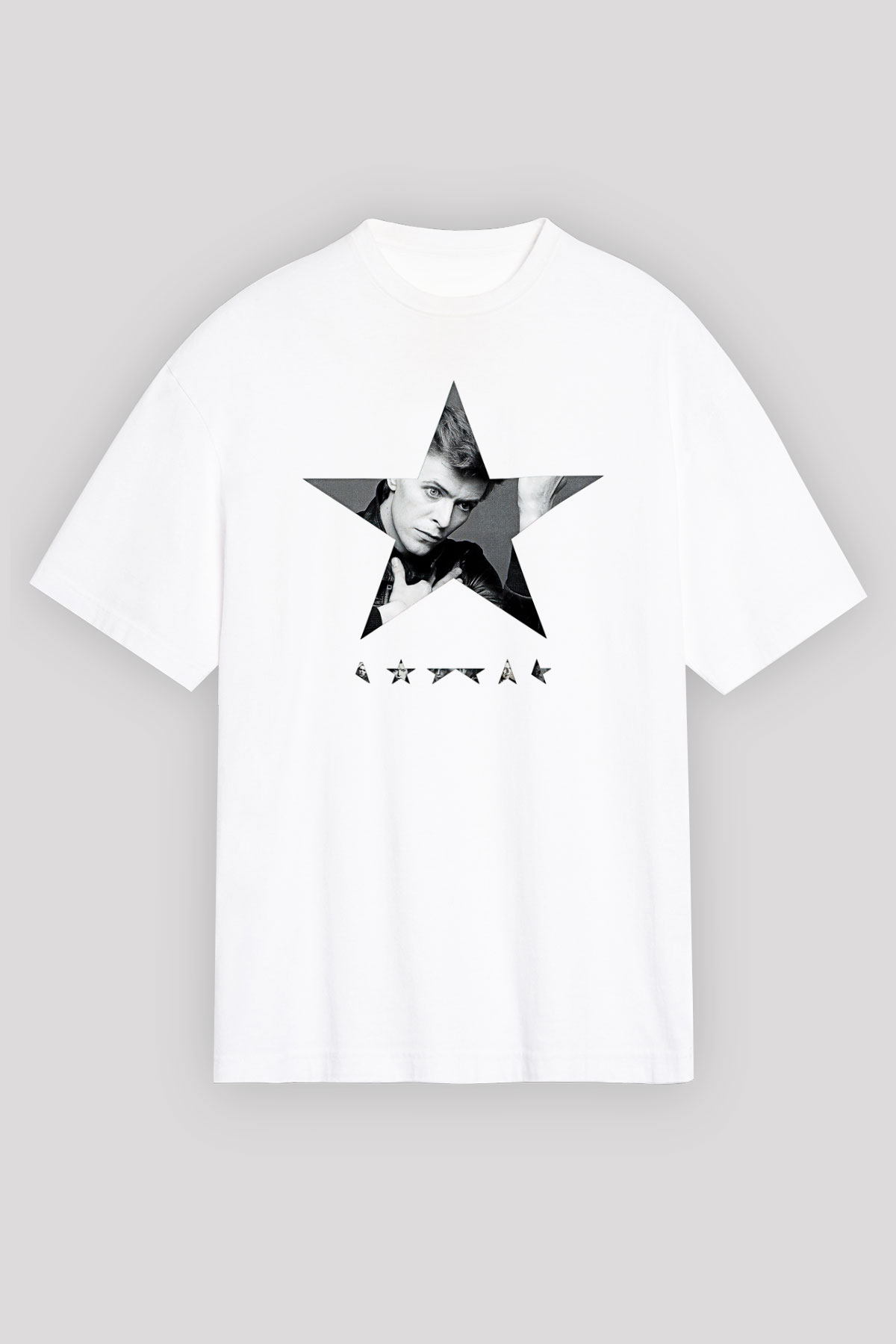 David Bowie Baskılı Beyaz Unisex Oversize Tişört - Tshirt