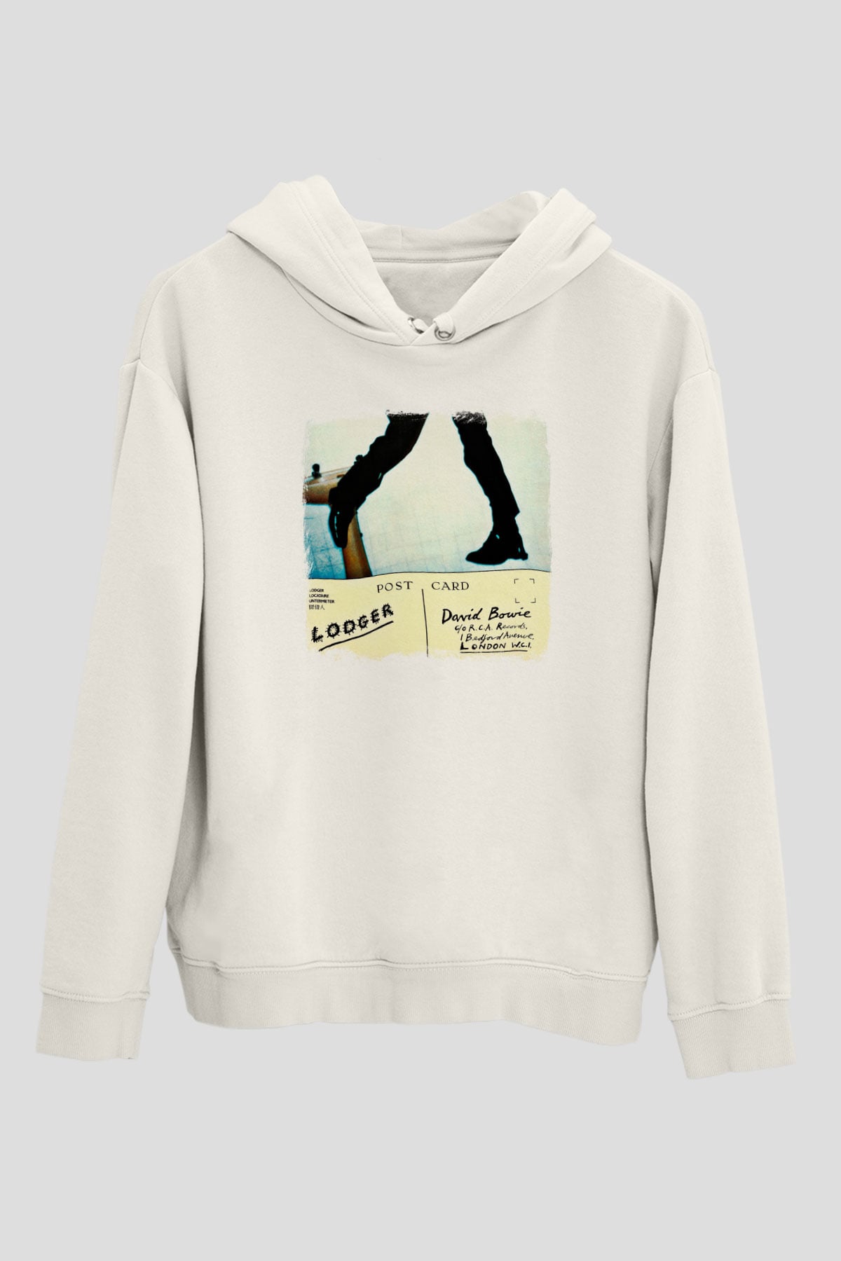 David Bowie Baskılı Unisex Beyaz Hoodie