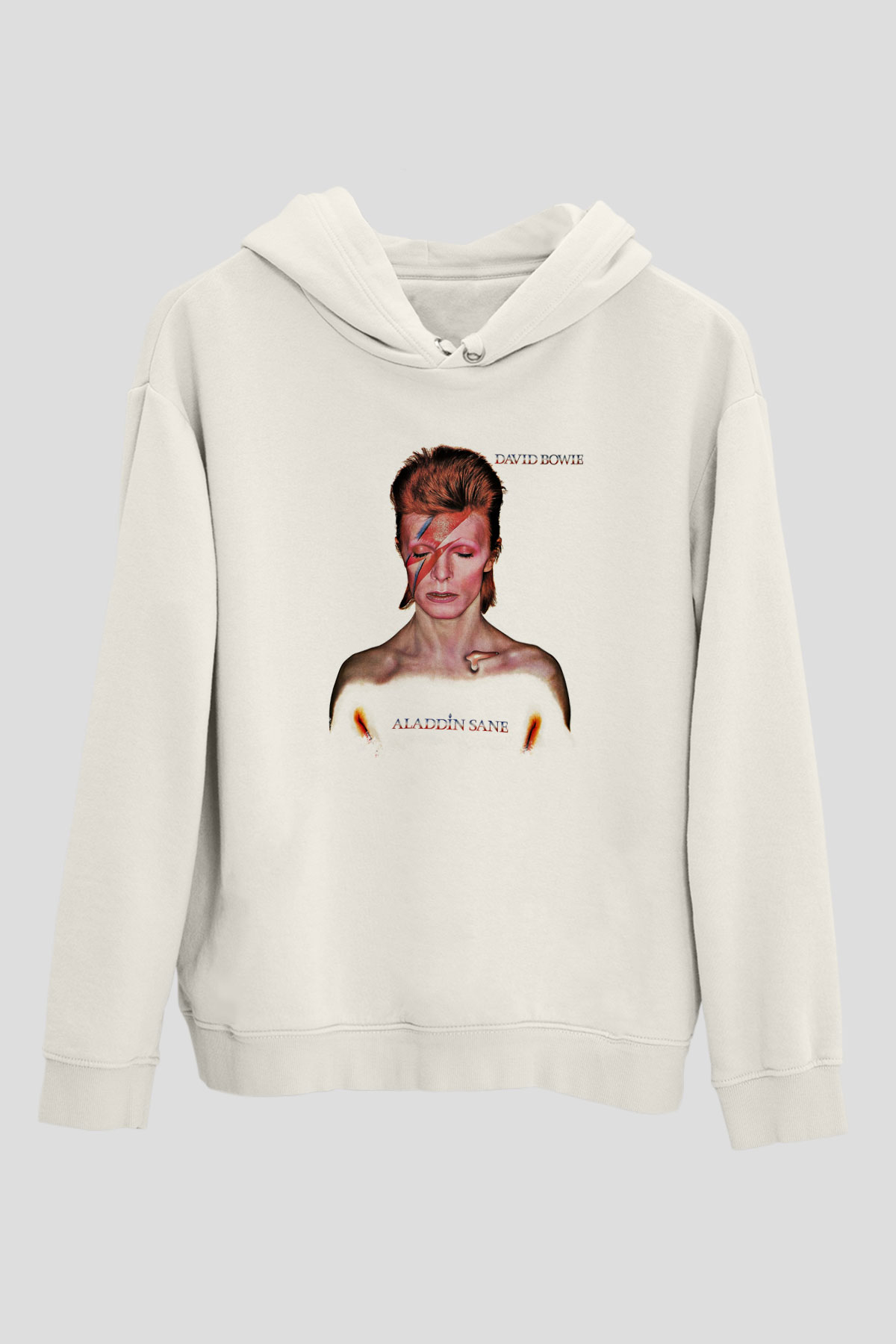 David Bowie Baskılı Unisex Beyaz Hoodie
