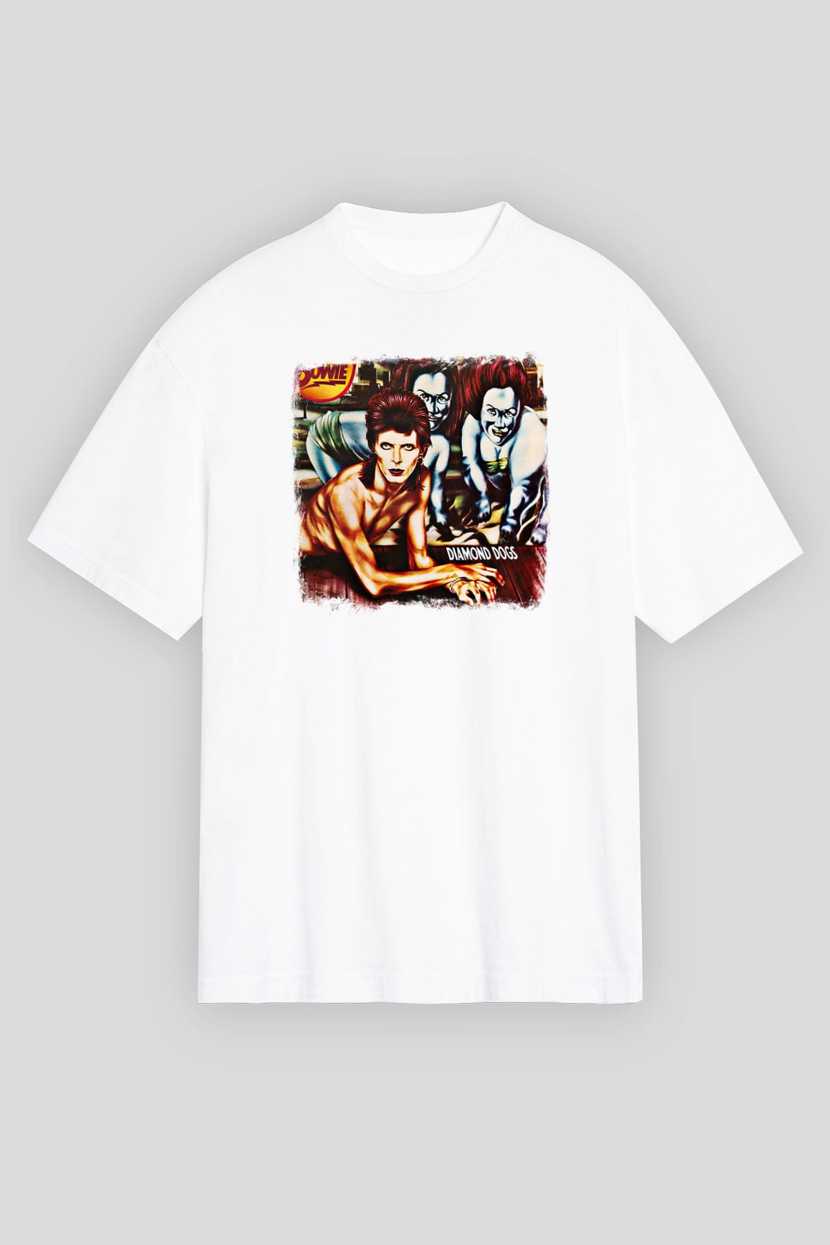 David Bowie Baskılı Unisex Beyaz Oversize Tişört