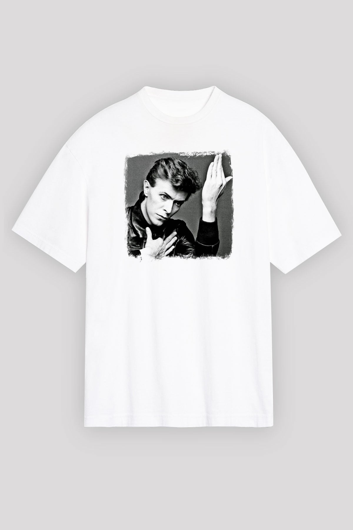 David Bowie Baskılı Unisex Beyaz Oversize Tişört