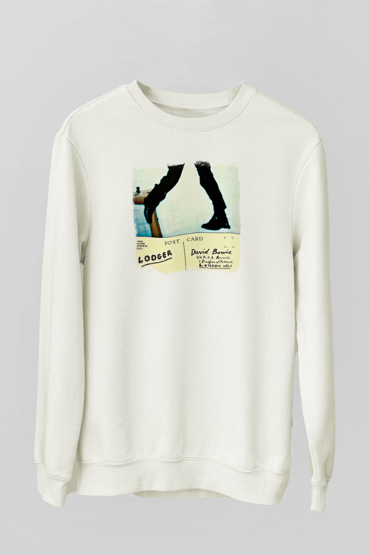 David Bowie Baskılı Unisex Beyaz Sweatshirt