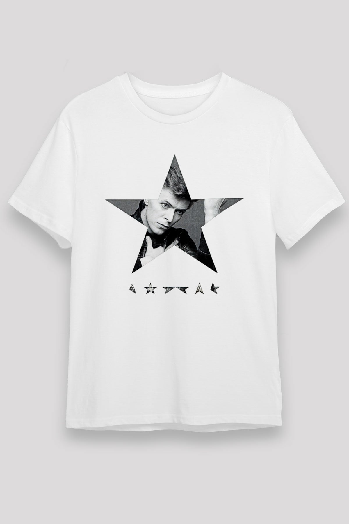 David Bowie Baskılı Unisex Beyaz Tişört - Tshirt