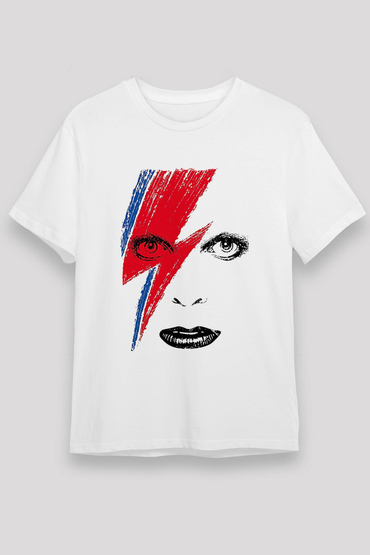 David Bowie Baskılı Unisex Beyaz Tişört - Tshirt