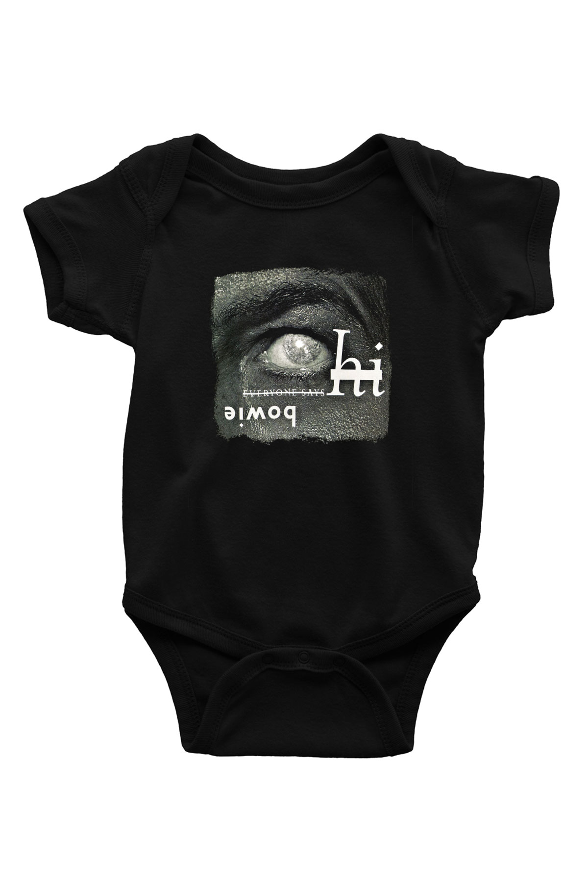 David Bowie Baskılı Unisex Siyah Bebek Body - Zıbın