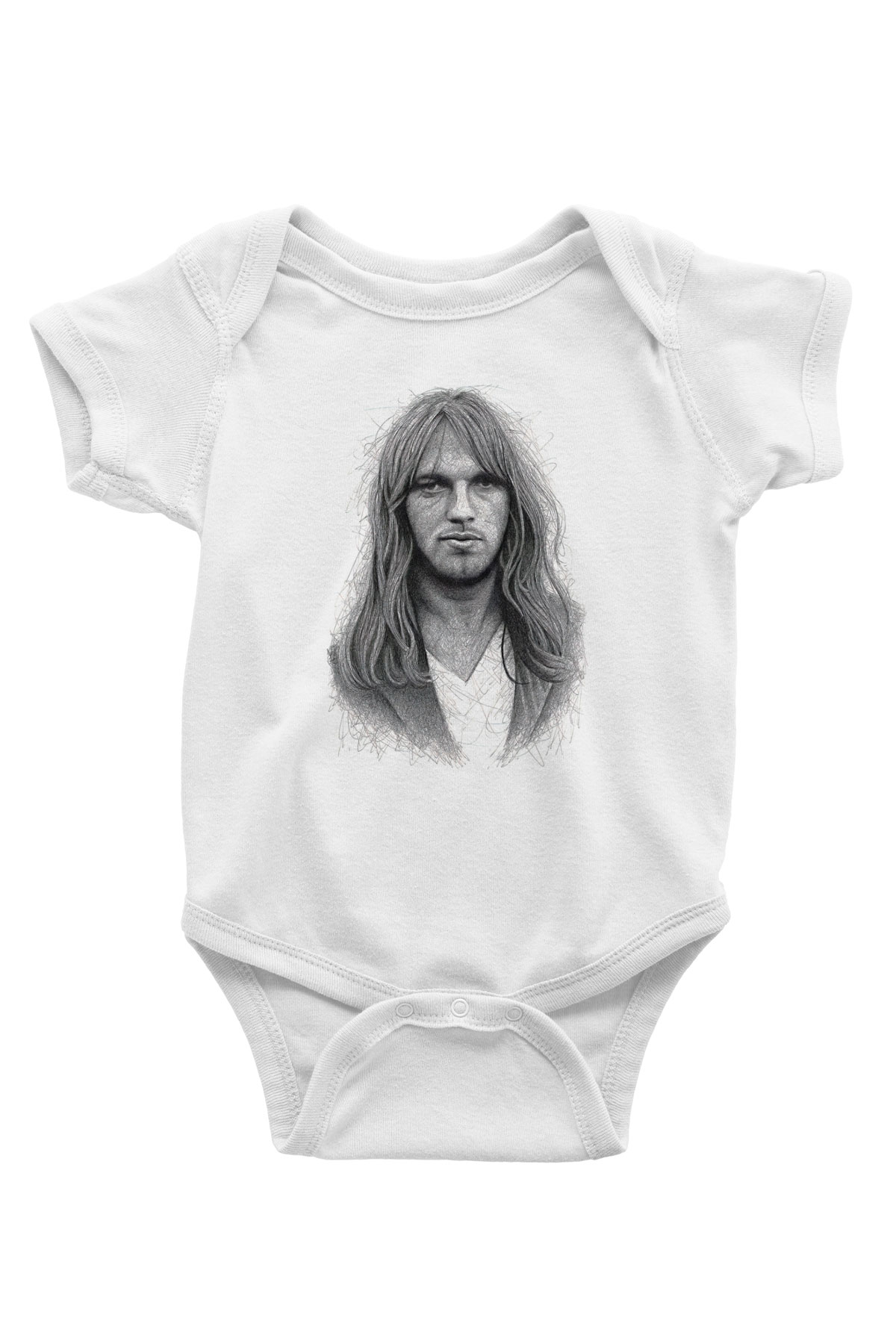 David Gilmour Baskılı Beyaz Unisex Bebek Body - Zıbın