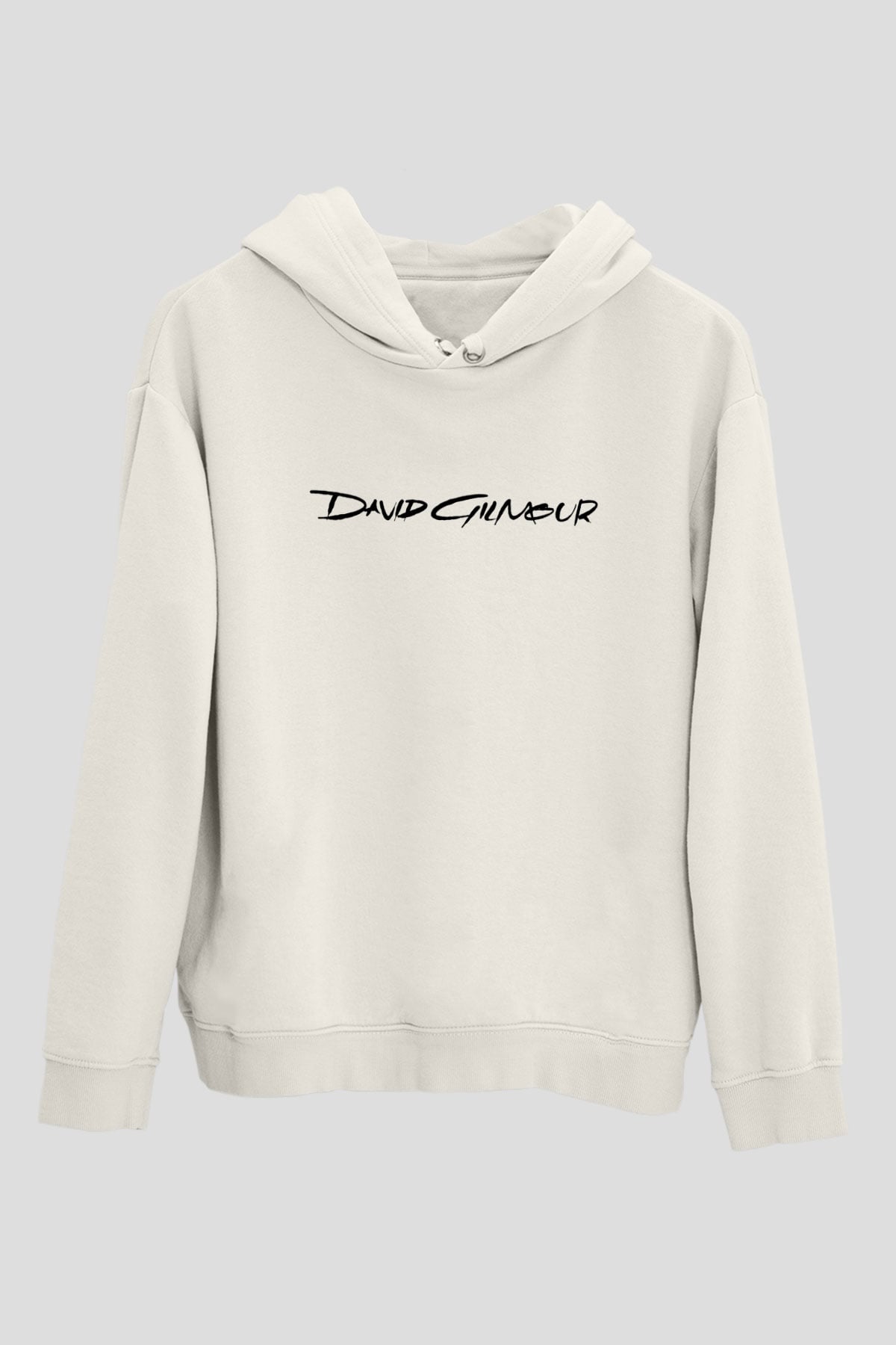 David Gilmour Baskılı Beyaz Unisex Kapüşonlu Sweatshirt