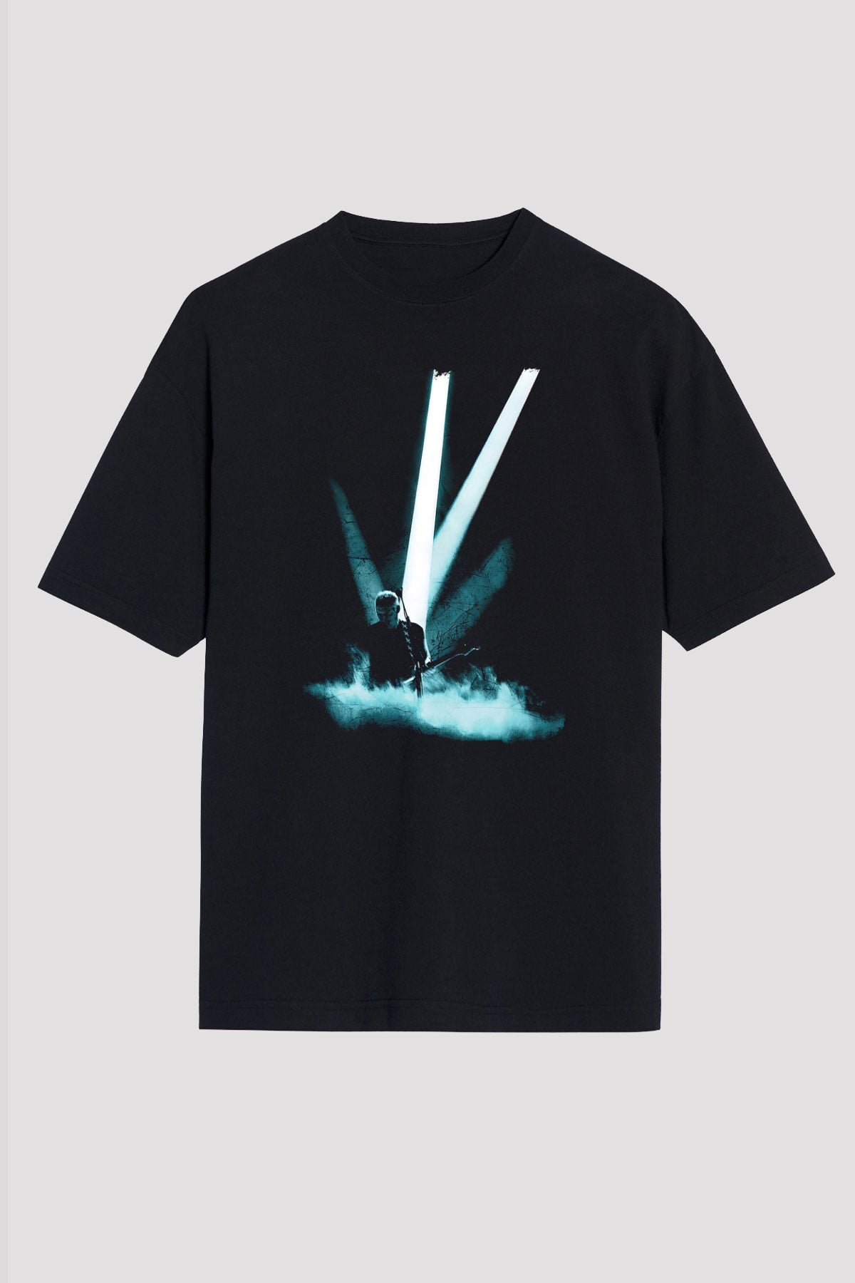 David Gilmour Baskılı Unisex Siyah Oversize Tişört - Tshirt