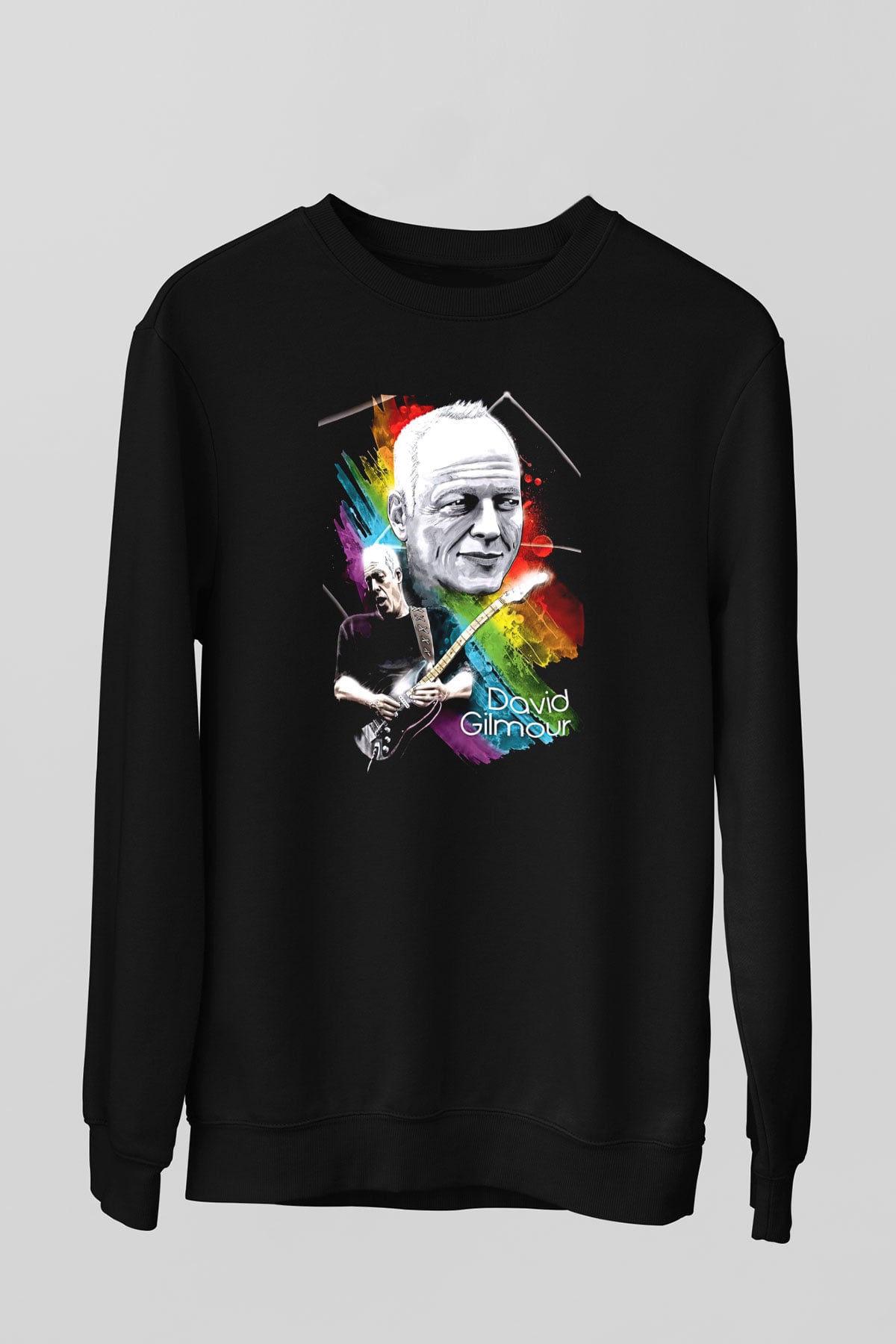 David Gilmour Baskılı Unisex Siyah Sweatshirt