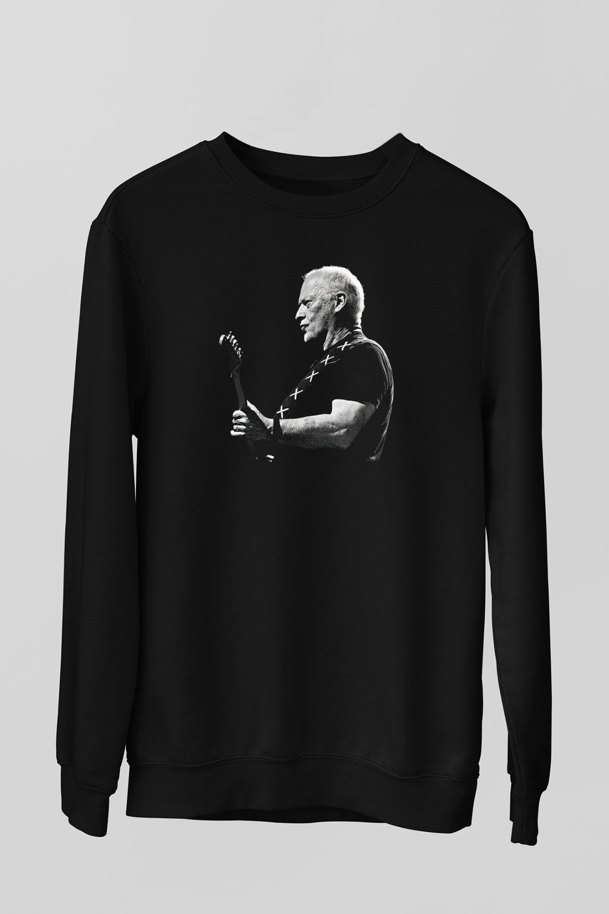 David Gilmour Baskılı Unisex Siyah Sweatshirt