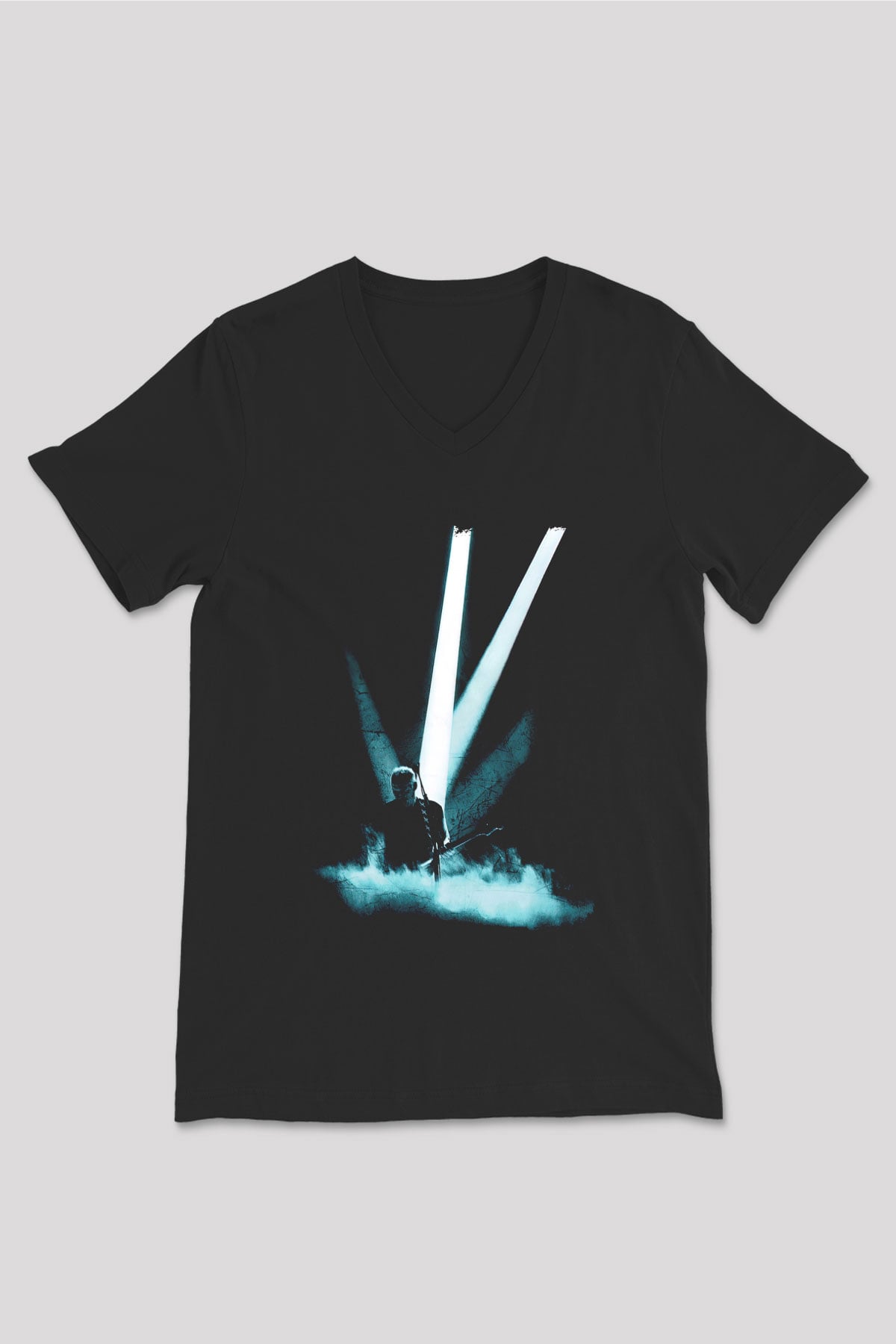 David Gilmour Baskılı Unisex Siyah V Yaka Tişört - Tshirt