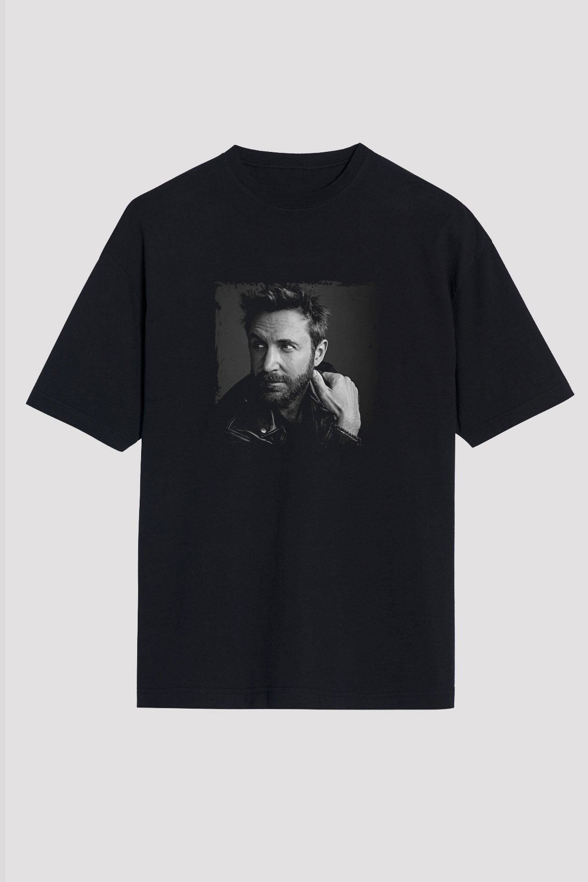 David Guetta Baskılı Unisex Oversize Siyah Tişört