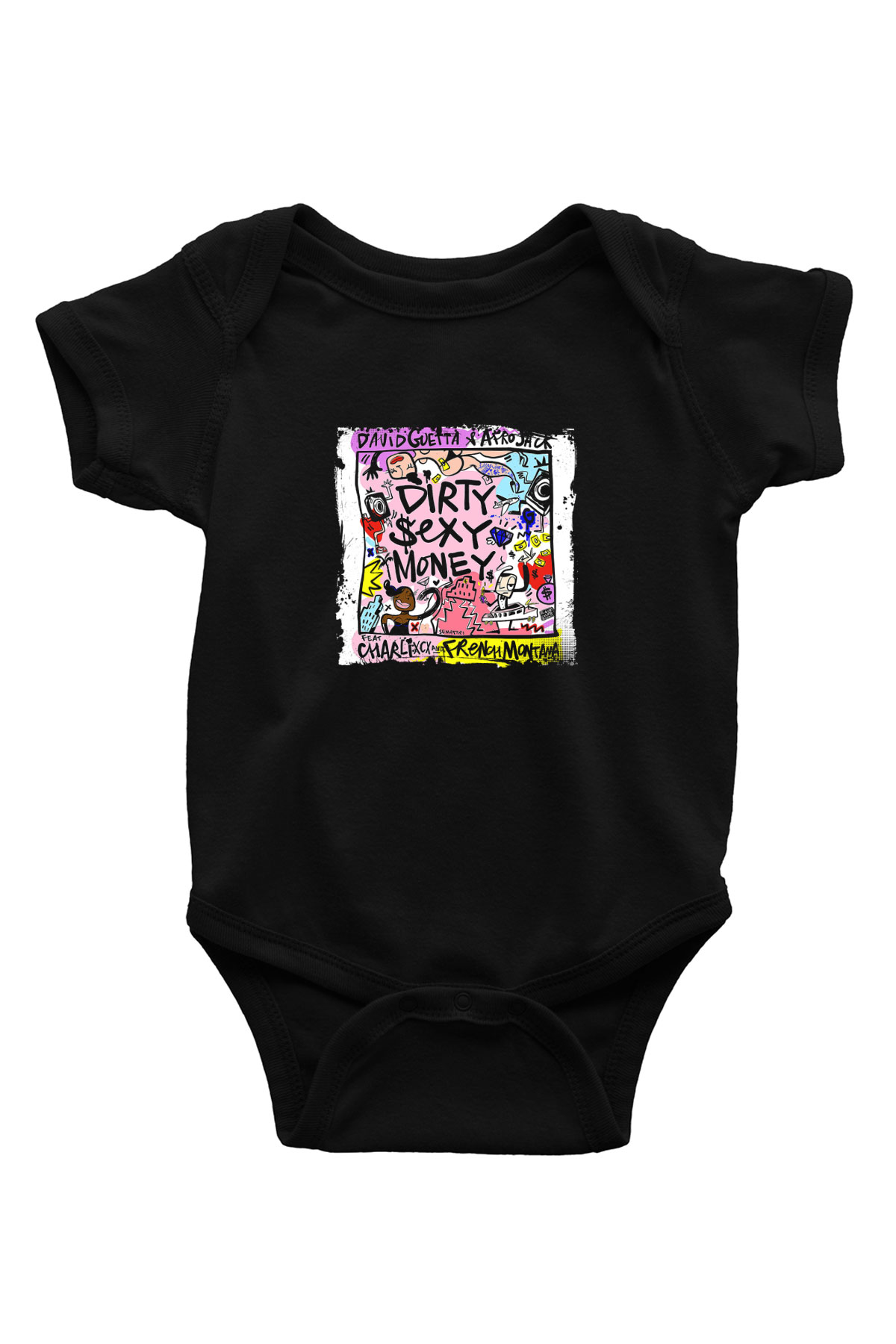 David Guetta Baskılı Unisex Siyah Bebek Body - Zıbın