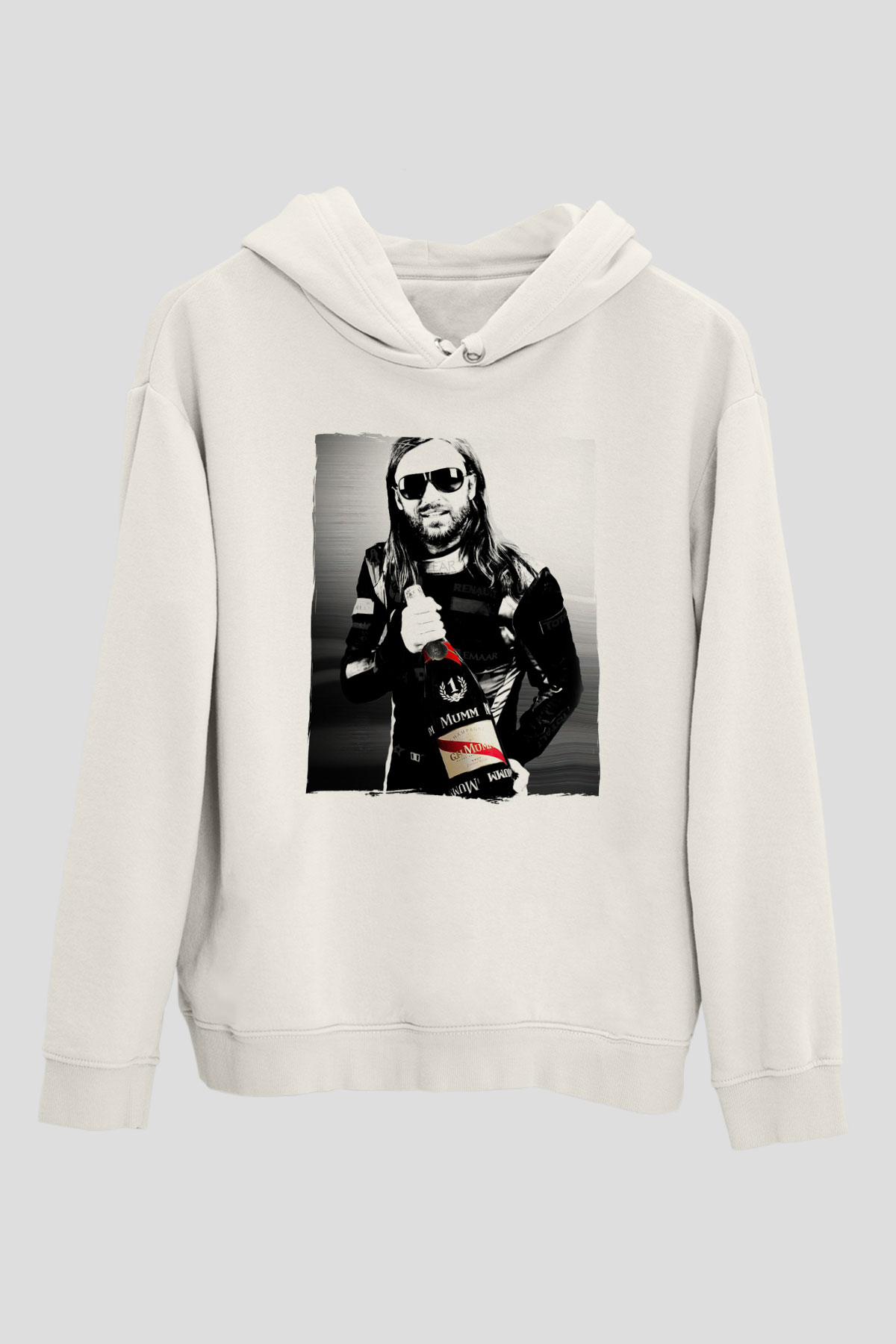 David Guetta Beyaz Unisex Kapüşonlu Sweatshirt