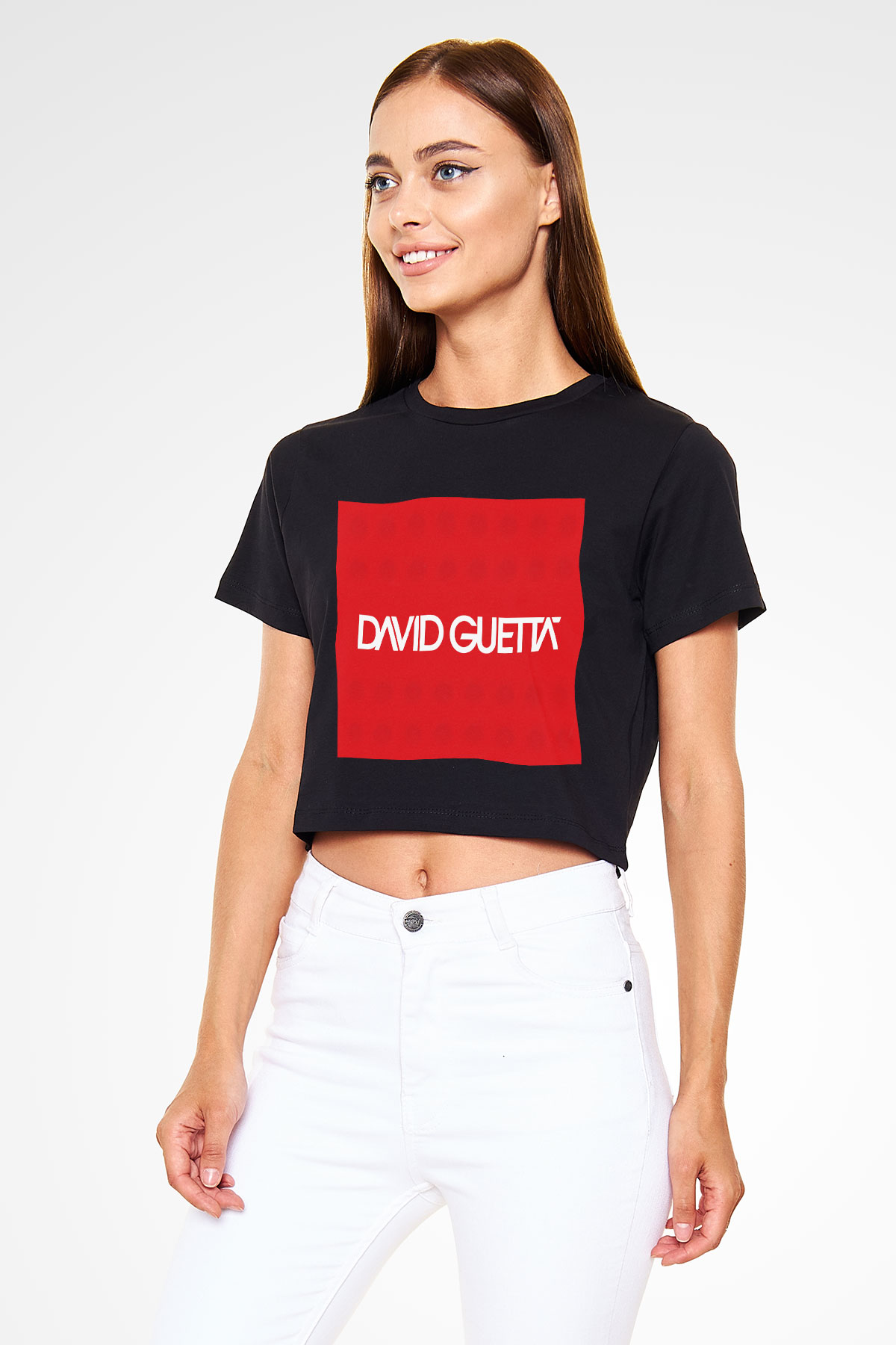David Guetta Siyah Crop Top Tişört