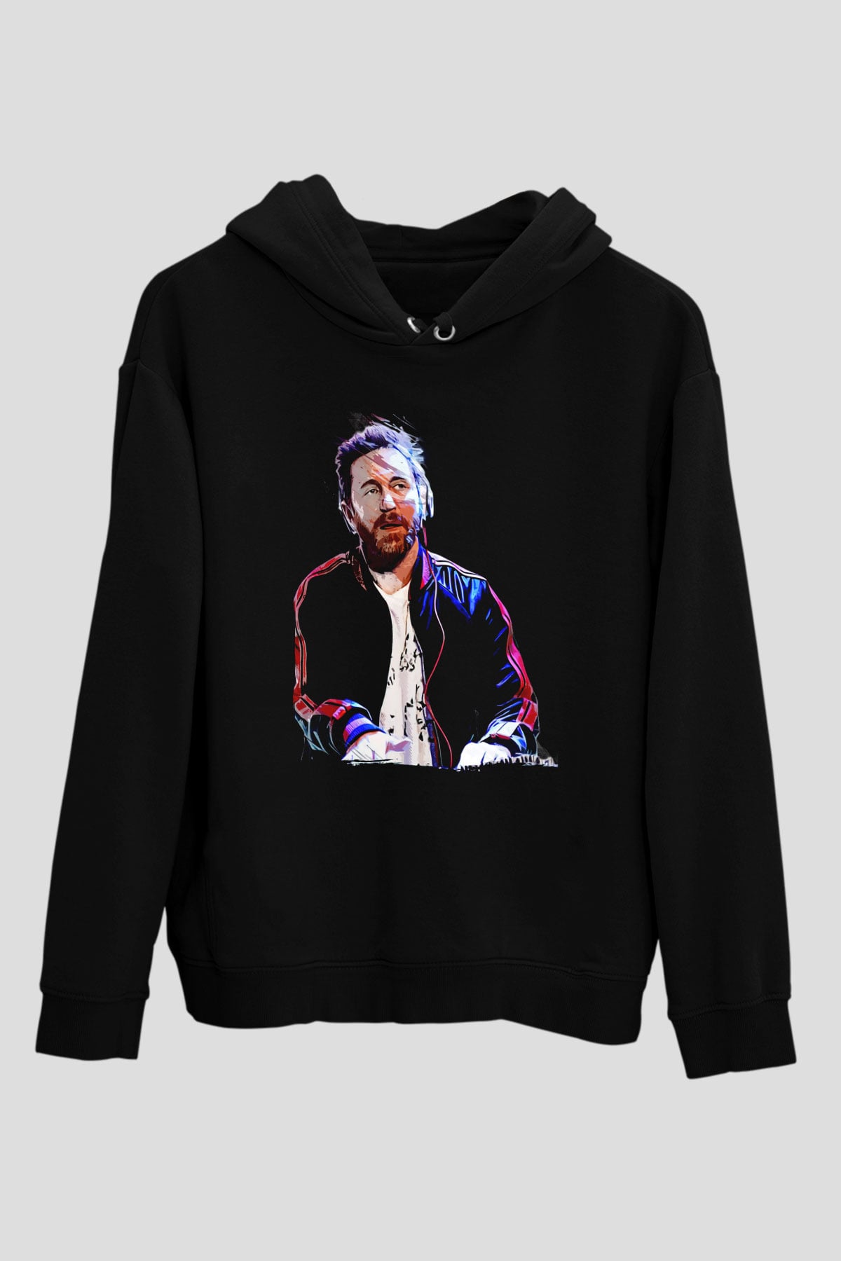 David Guetta Siyah Unisex Kapüşonlu Sweatshirt