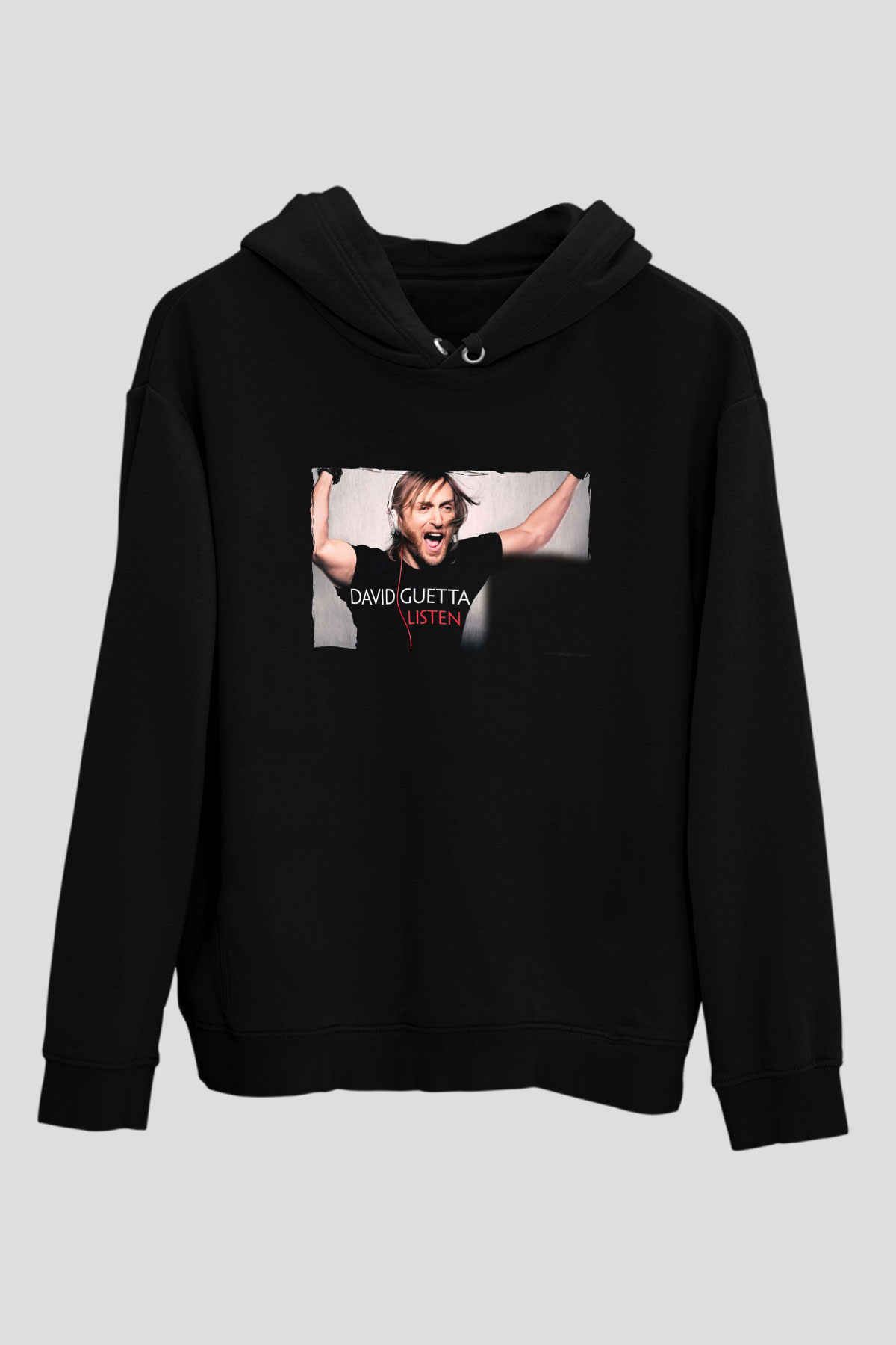 David Guetta Siyah Unisex Kapüşonlu Sweatshirt