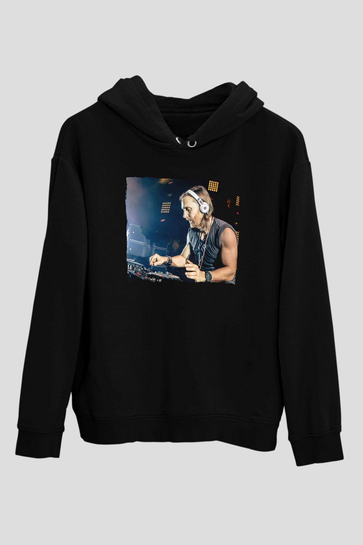 David Guetta Siyah Unisex Kapüşonlu Sweatshirt
