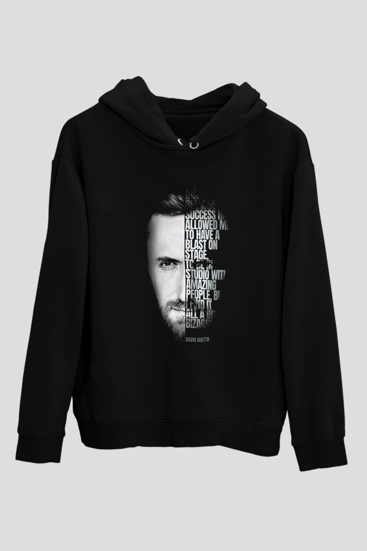 David Guetta Siyah Unisex Kapüşonlu Sweatshirt