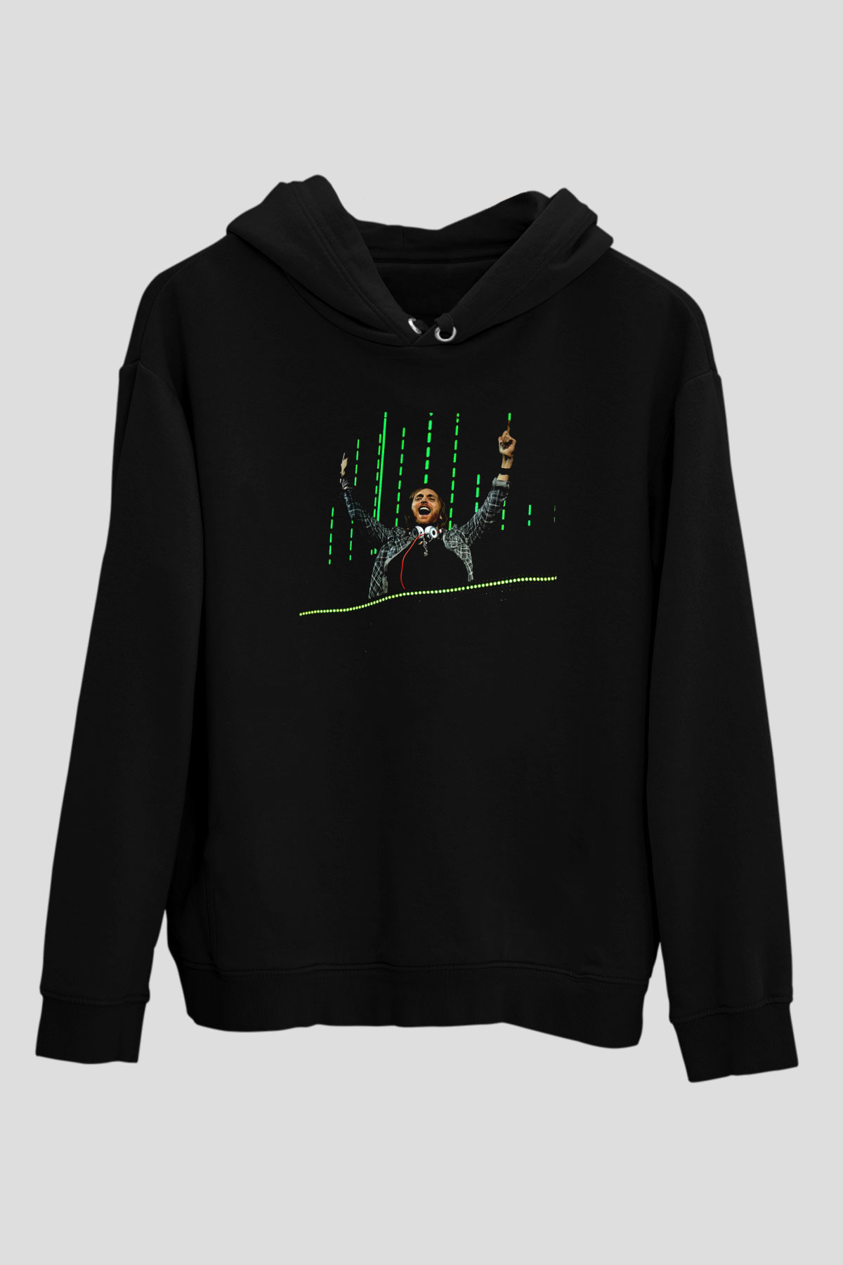 David Guetta Siyah Unisex Kapüşonlu Sweatshirt