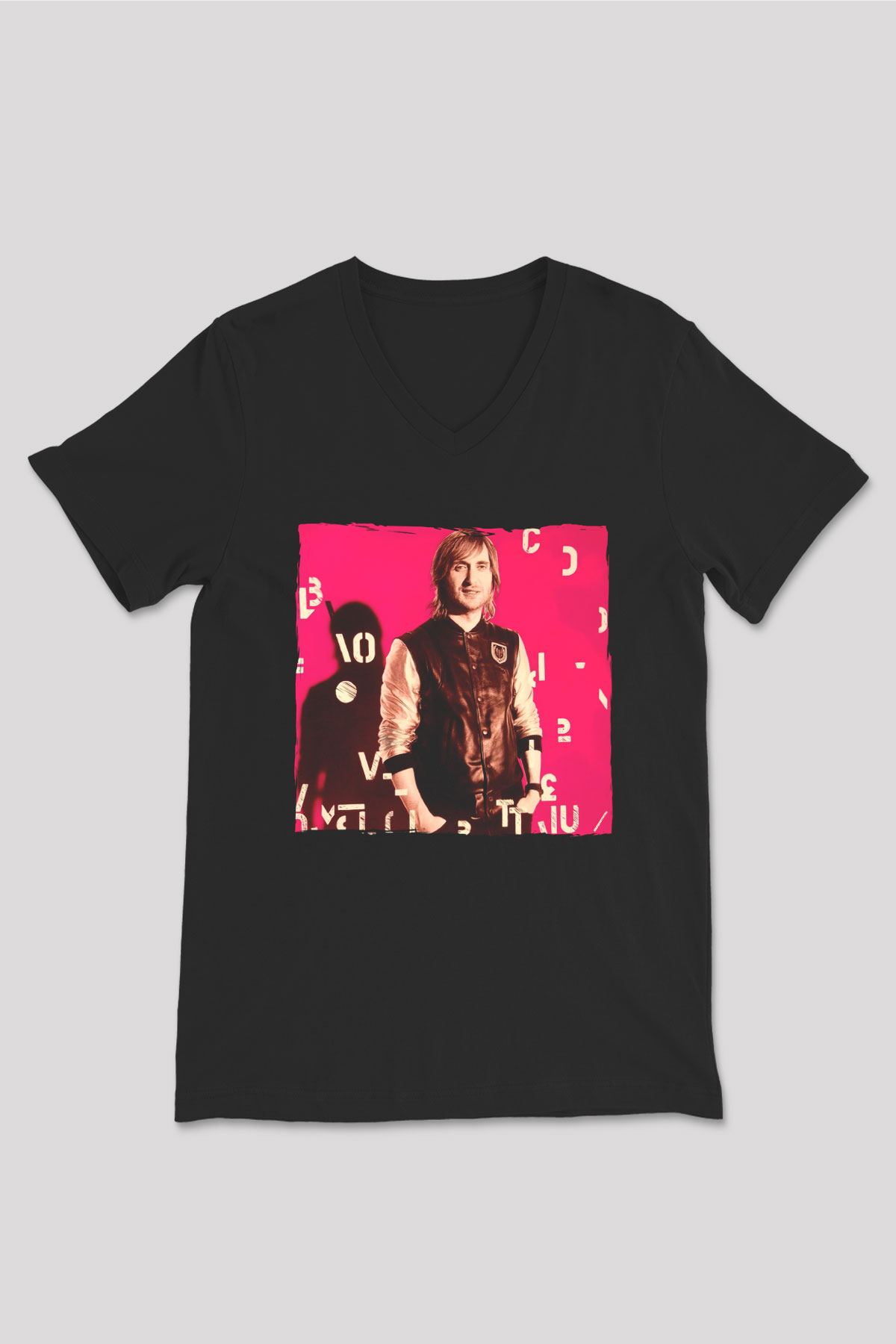 David Guetta Siyah Unisex V Yaka Tişört