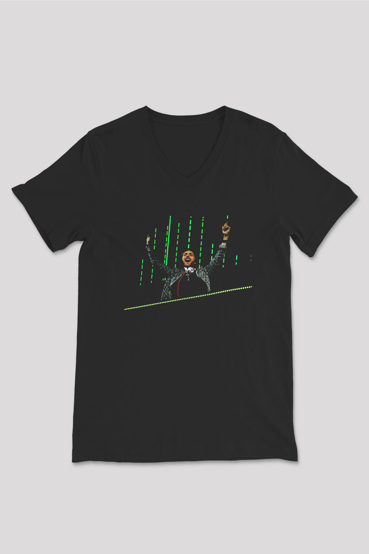 David Guetta Siyah Unisex V Yaka Tişört