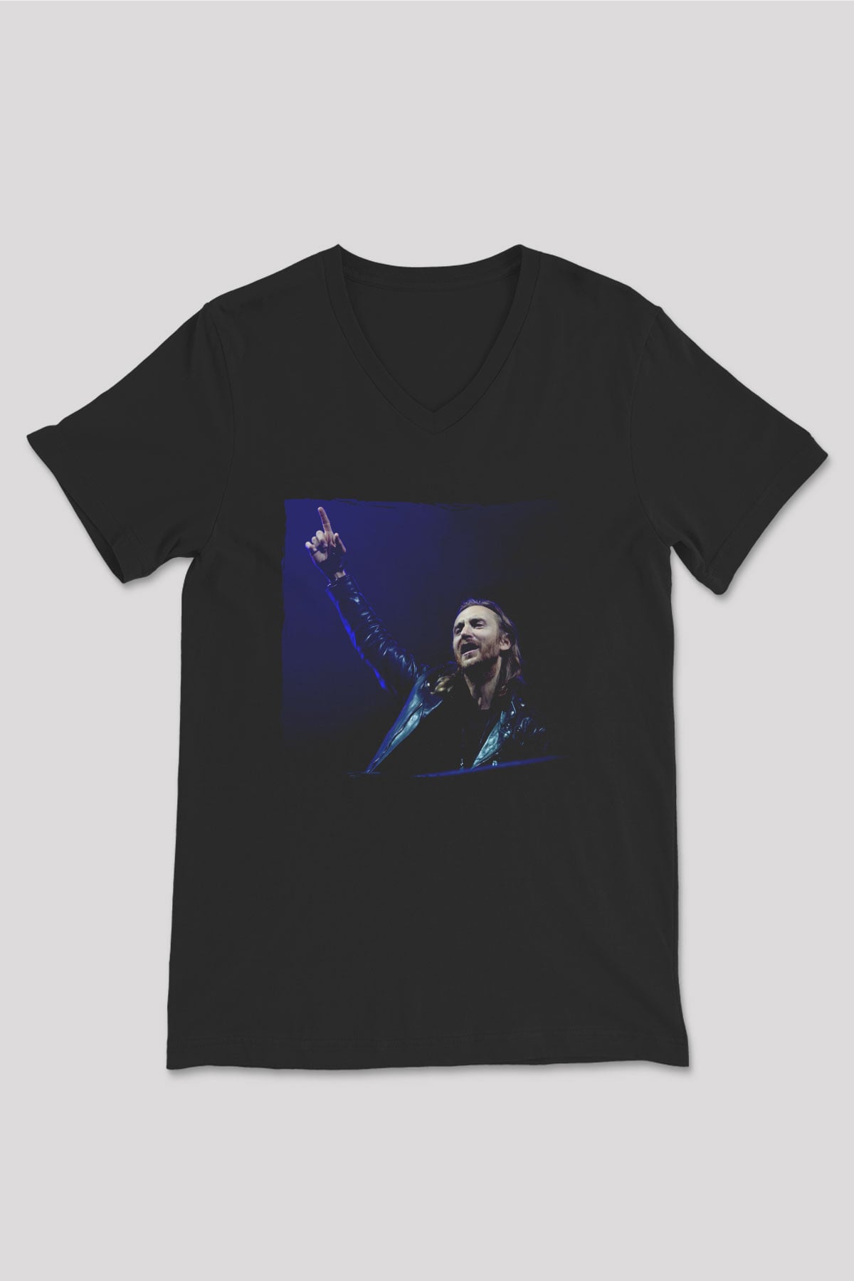 David Guetta Siyah Unisex V Yaka Tişört