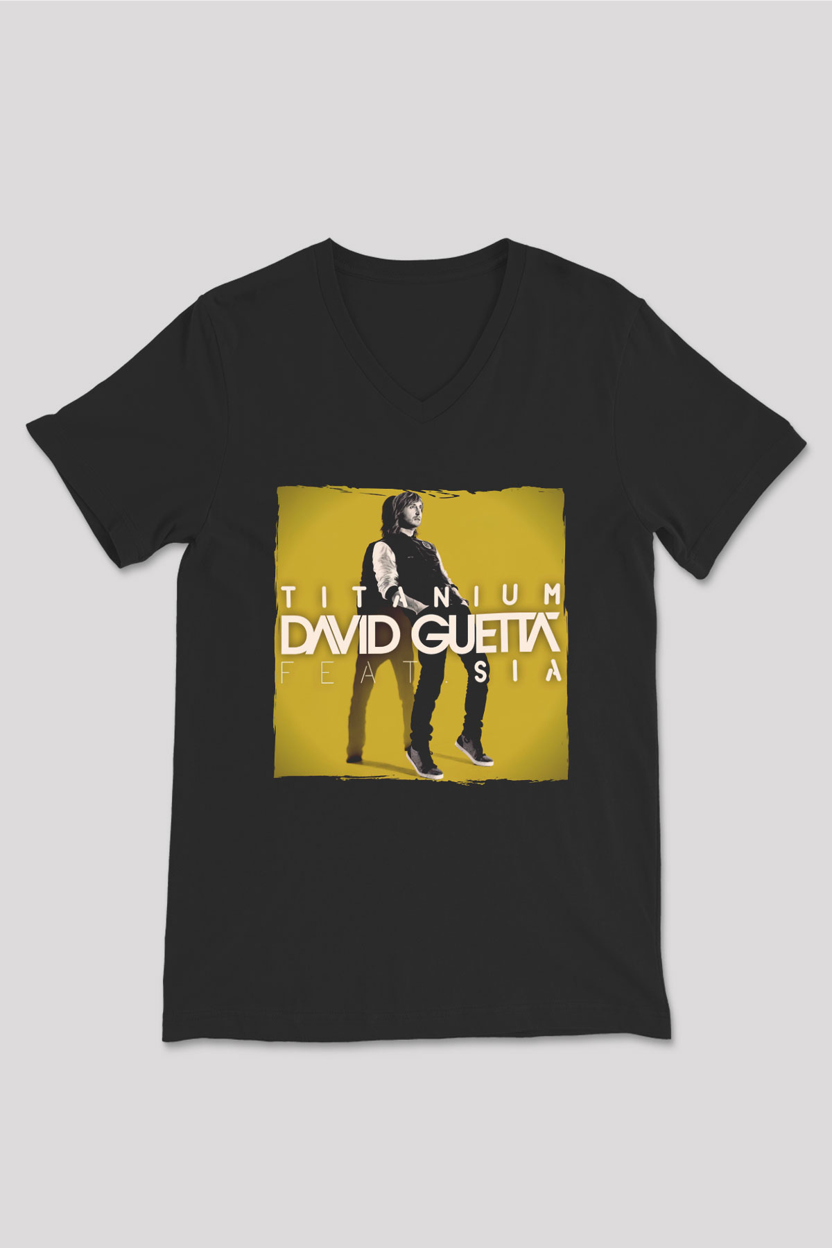 David Guetta Siyah Unisex V Yaka Tişört