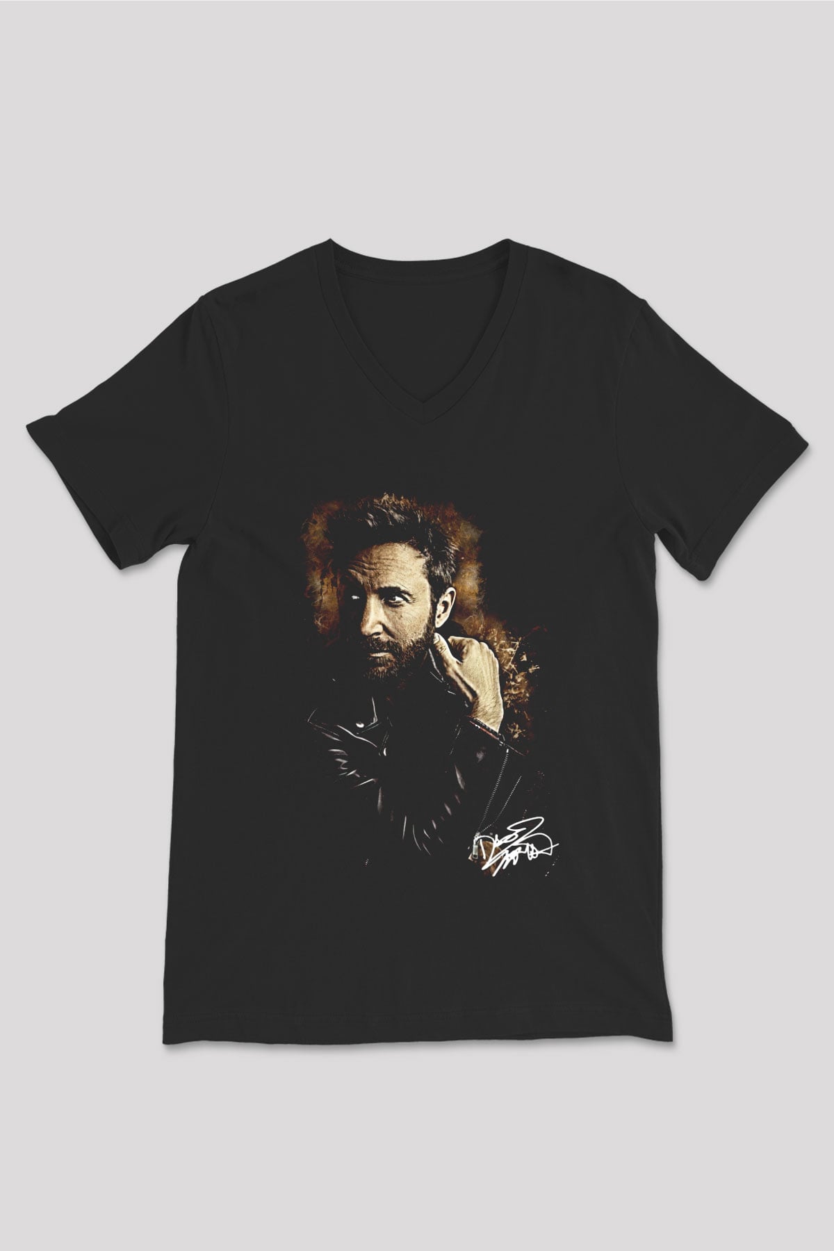 David Guetta Siyah Unisex V Yaka Tişört