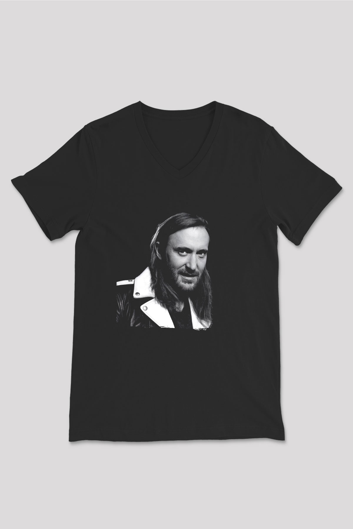 David Guetta Siyah Unisex V Yaka Tişört