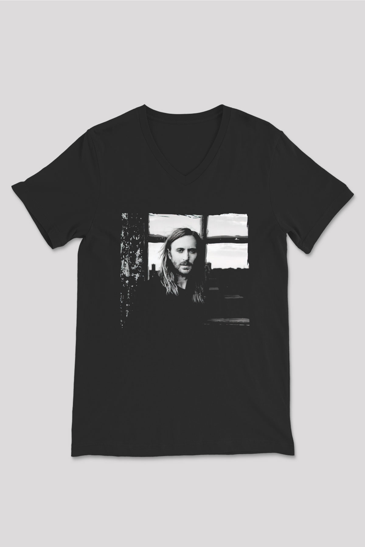 David Guetta Siyah Unisex V Yaka Tişört