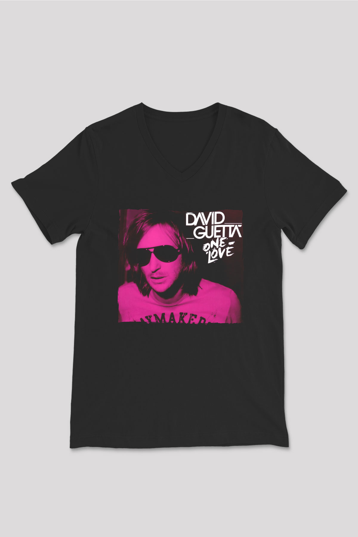 David Guetta Siyah Unisex V Yaka Tişört