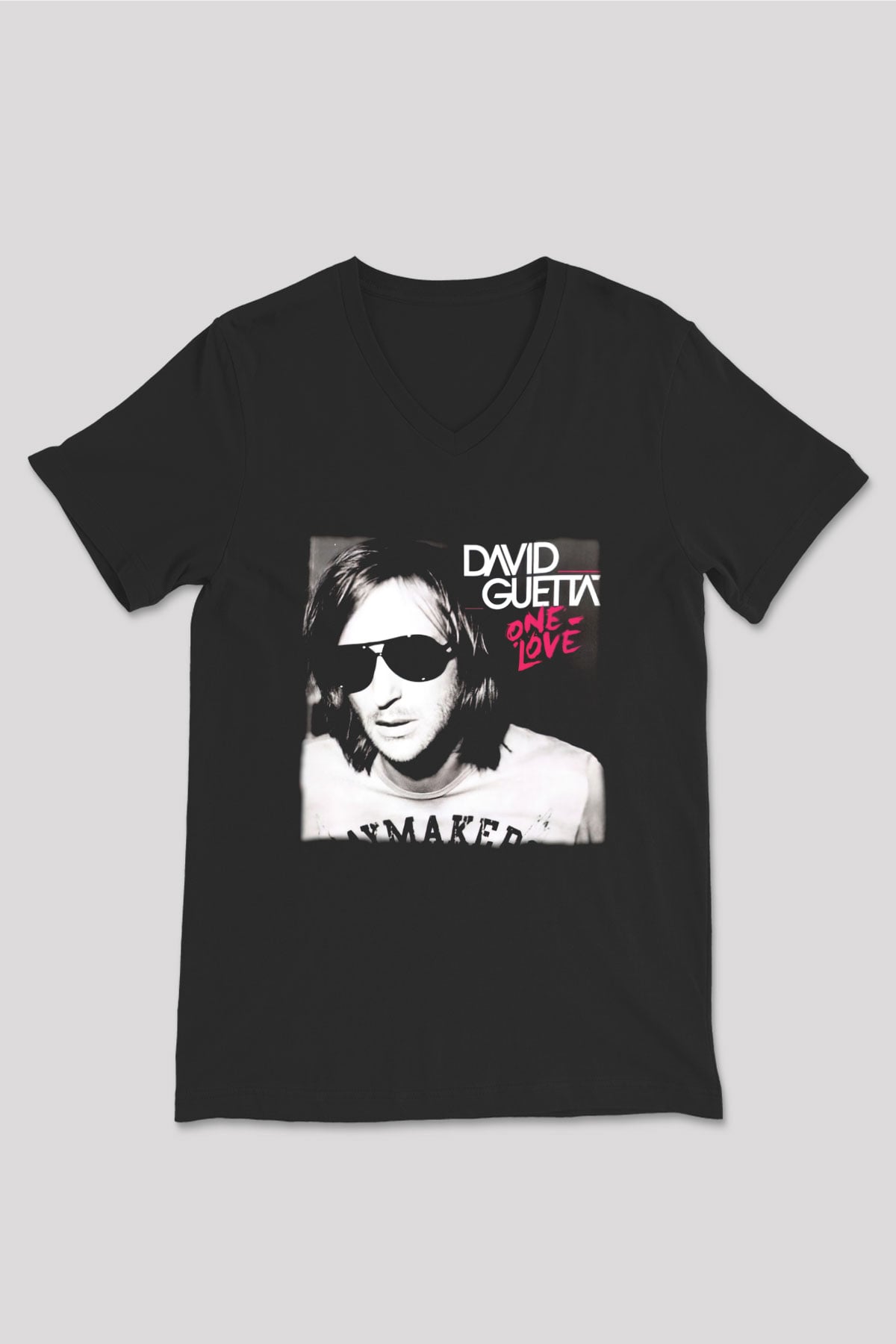 David Guetta Siyah Unisex V Yaka Tişört