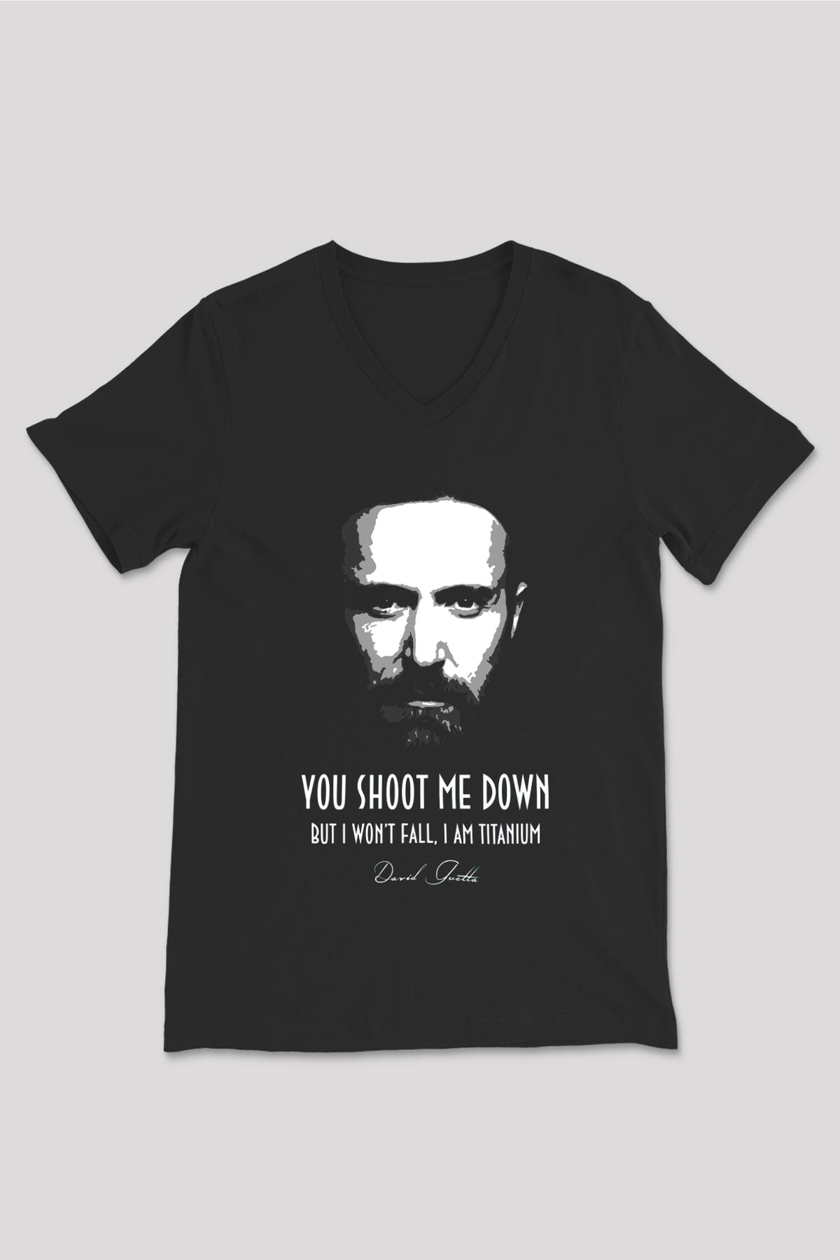 David Guetta Siyah Unisex V Yaka Tişört