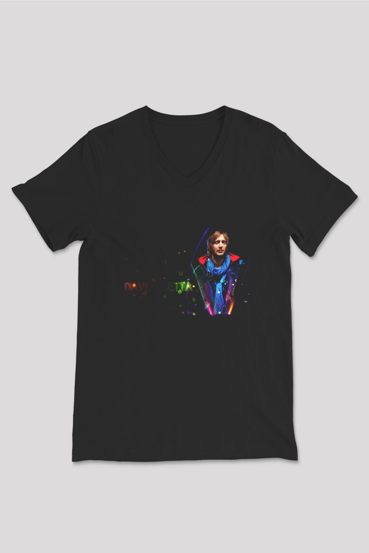 David Guetta Siyah Unisex V Yaka Tişört