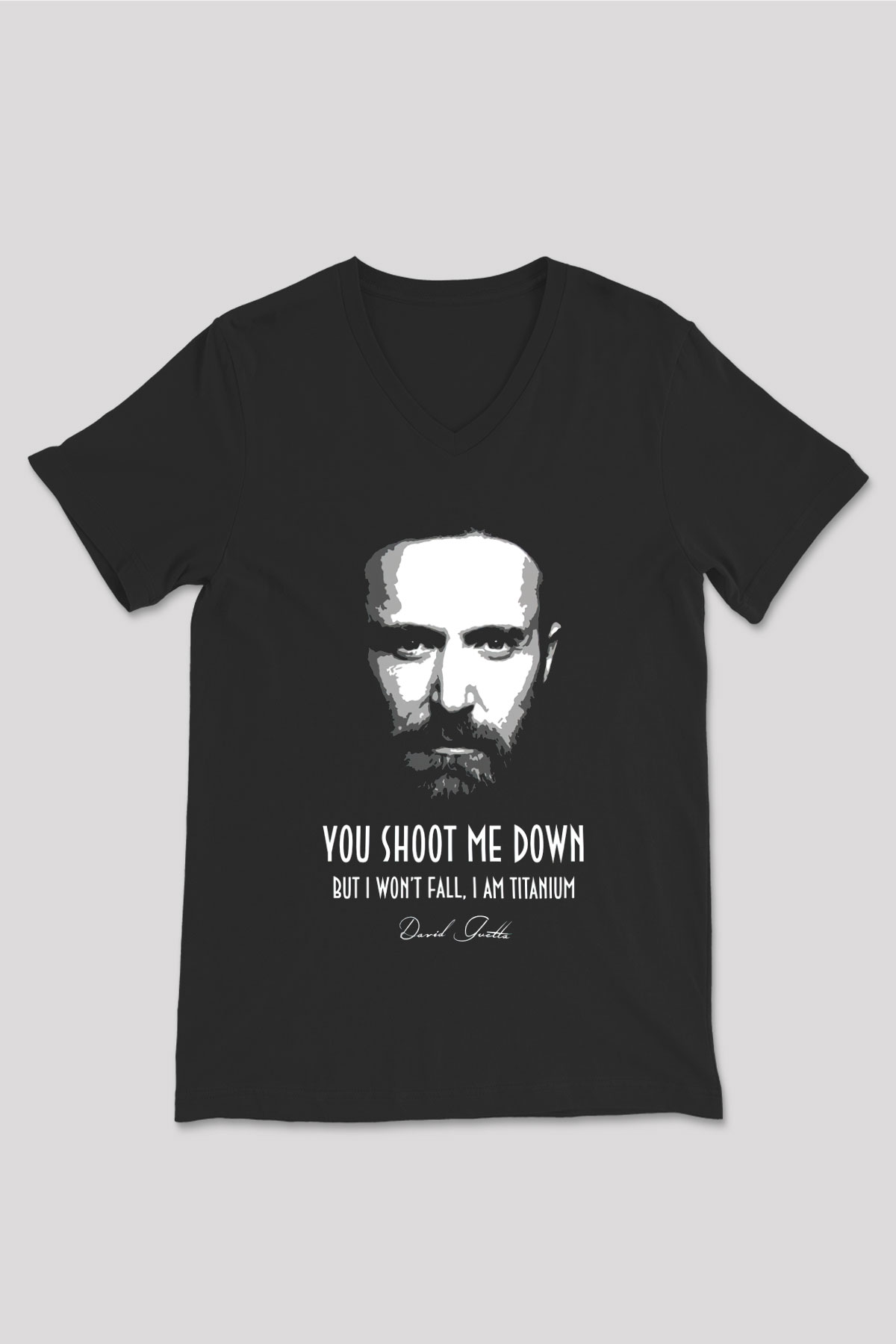 David Guetta Siyah Unisex V Yaka Tişört