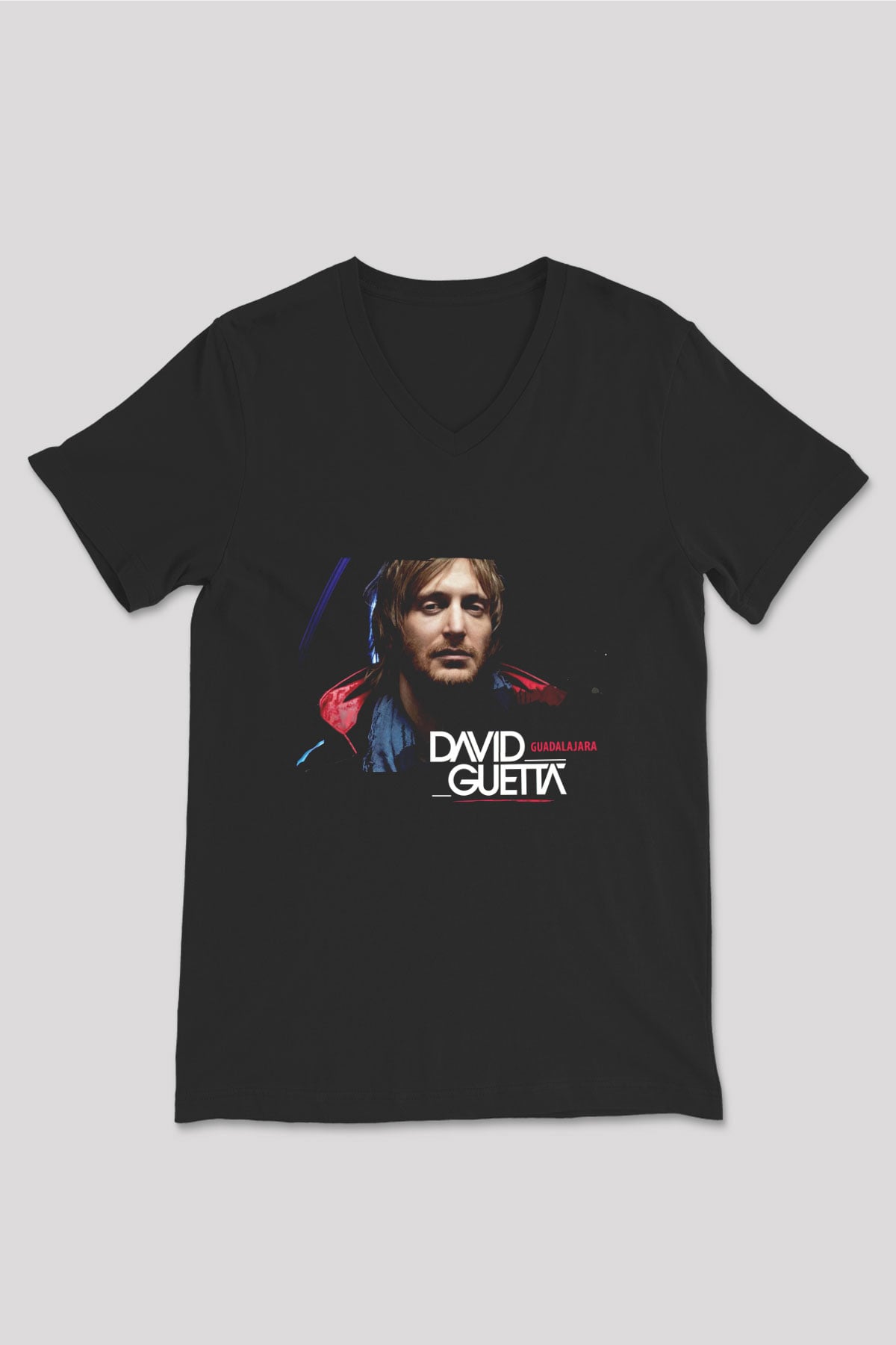 David Guetta Siyah Unisex V Yaka Tişört