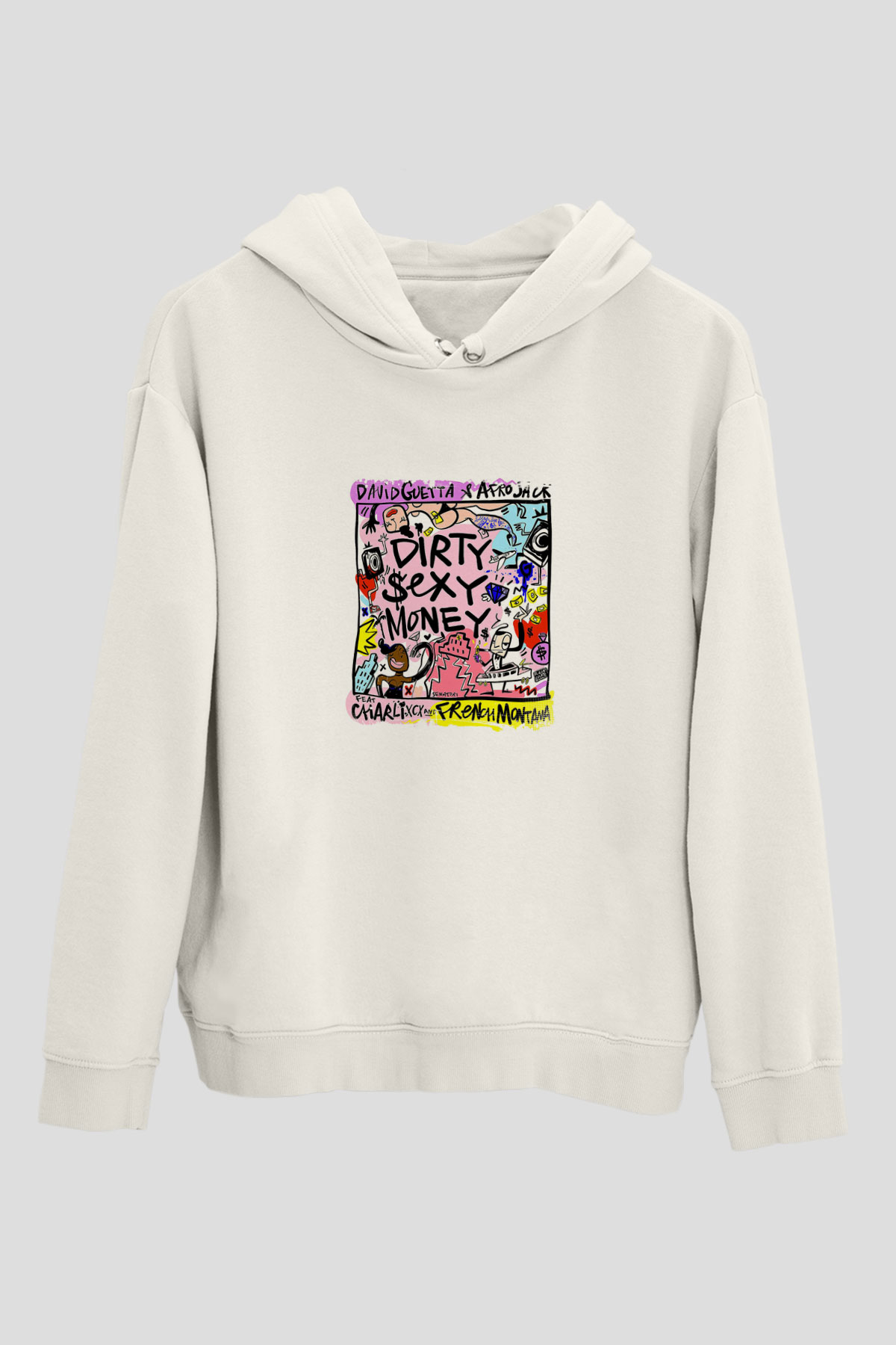 David GuettaBaskılı Beyaz Hoodie