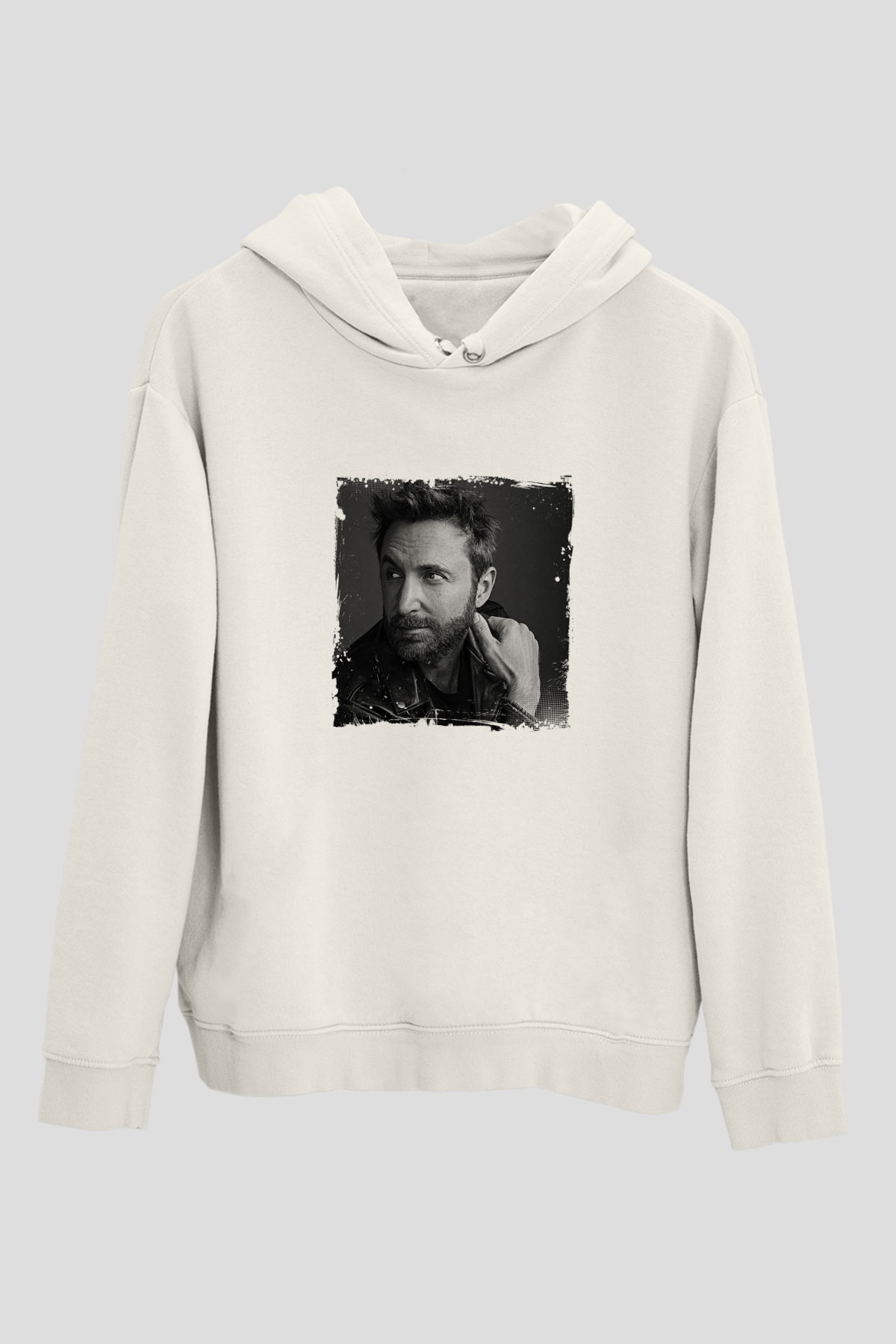 David GuettaBaskılı Beyaz Hoodie