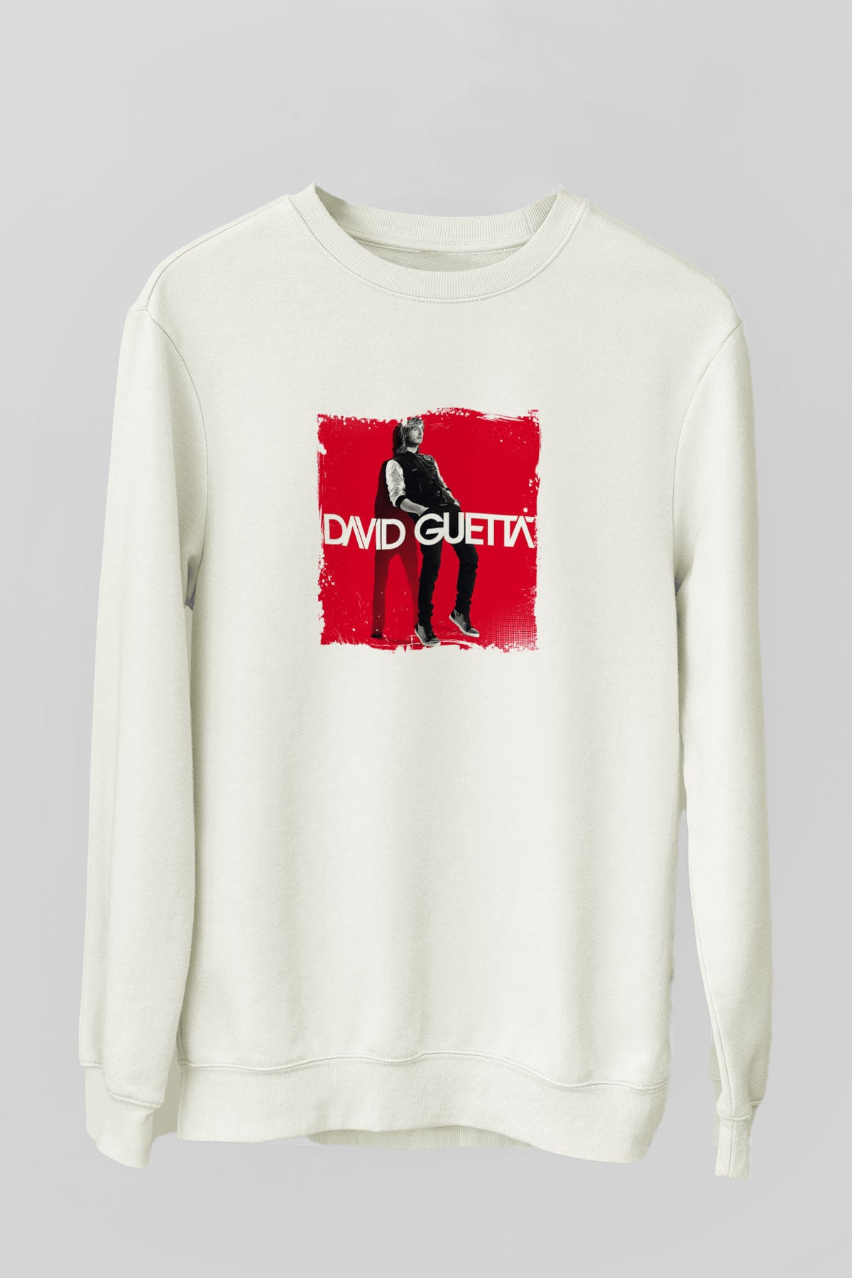 David GuettaBaskılı Beyaz Sweatshirt