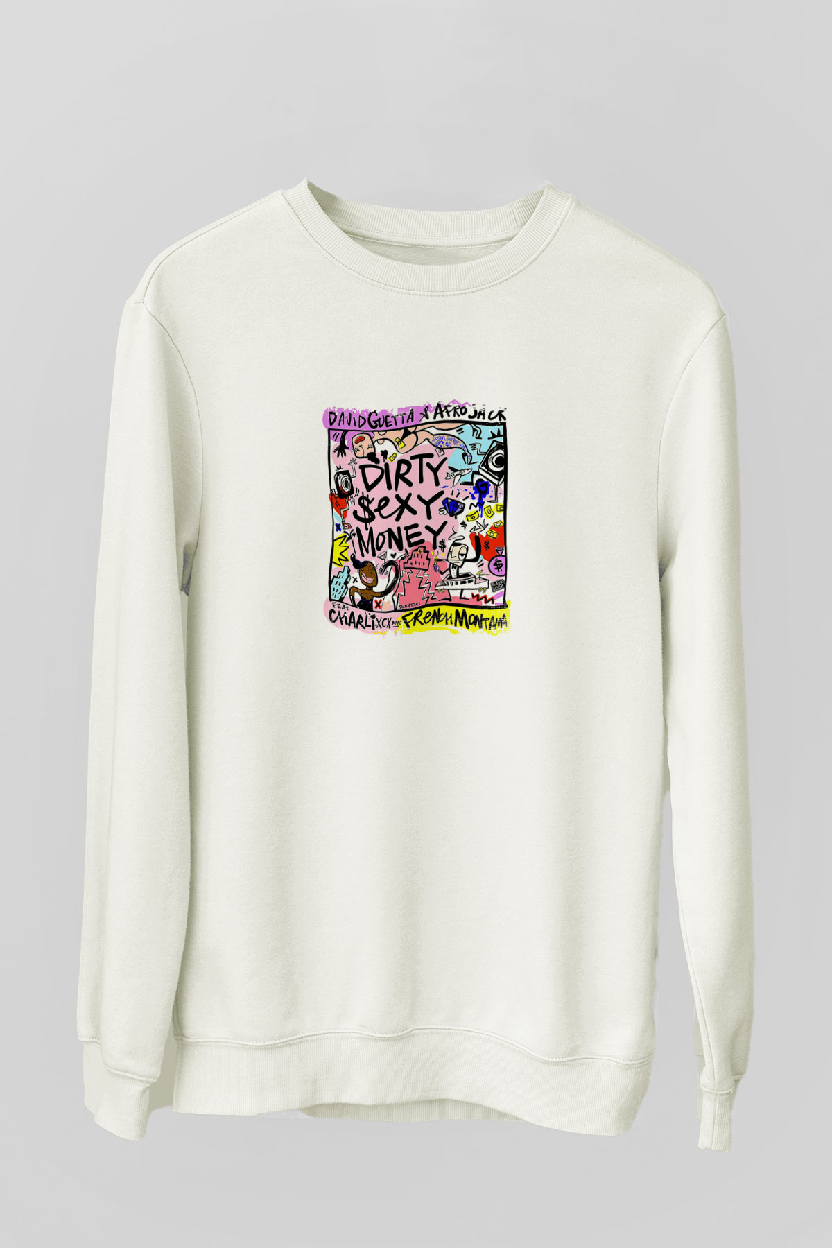 David GuettaBaskılı Beyaz Sweatshirt