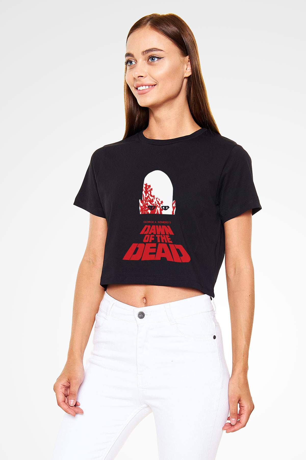 Dawn of the Dead Siyah Crop Top Tişört