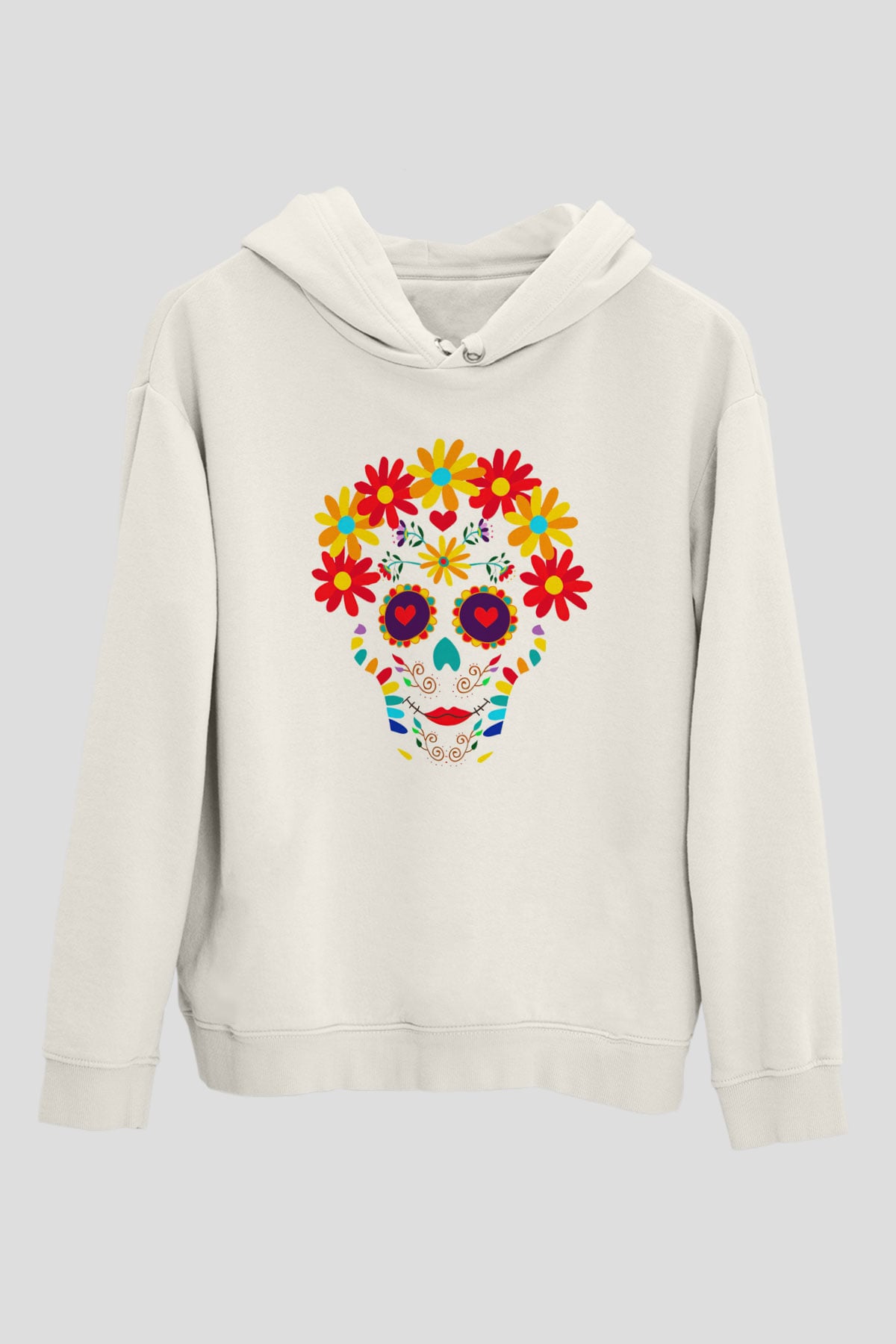 Day of the Dead Beyaz Unisex Kapşonlu Sweatshirt